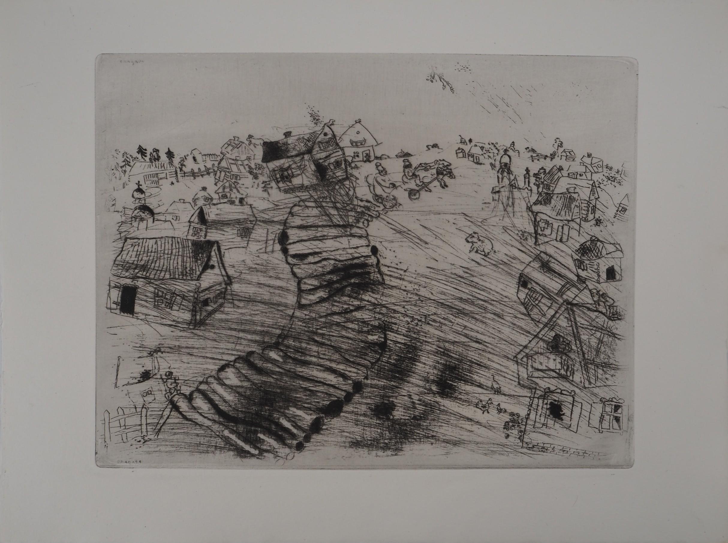 Marc Chagall Figurative Print - Pliouchkine's Village - Original Etching - Ref. Sorlier #44