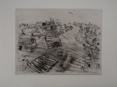 Pliouchkine's Village - Original Etching - Ref. Sorlier #44