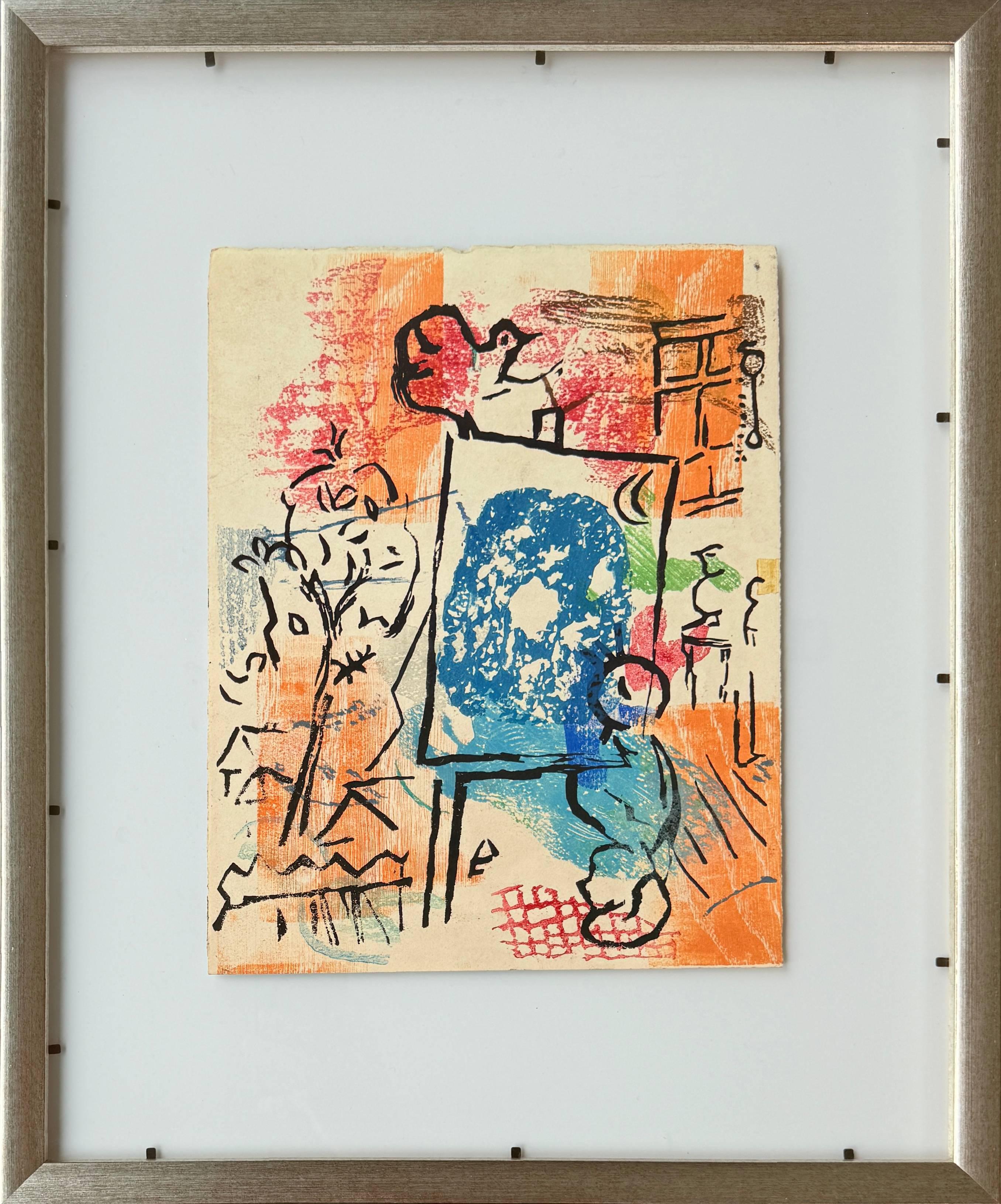 Poèmes, Planche II (trial proof) - Beige Print by Marc Chagall