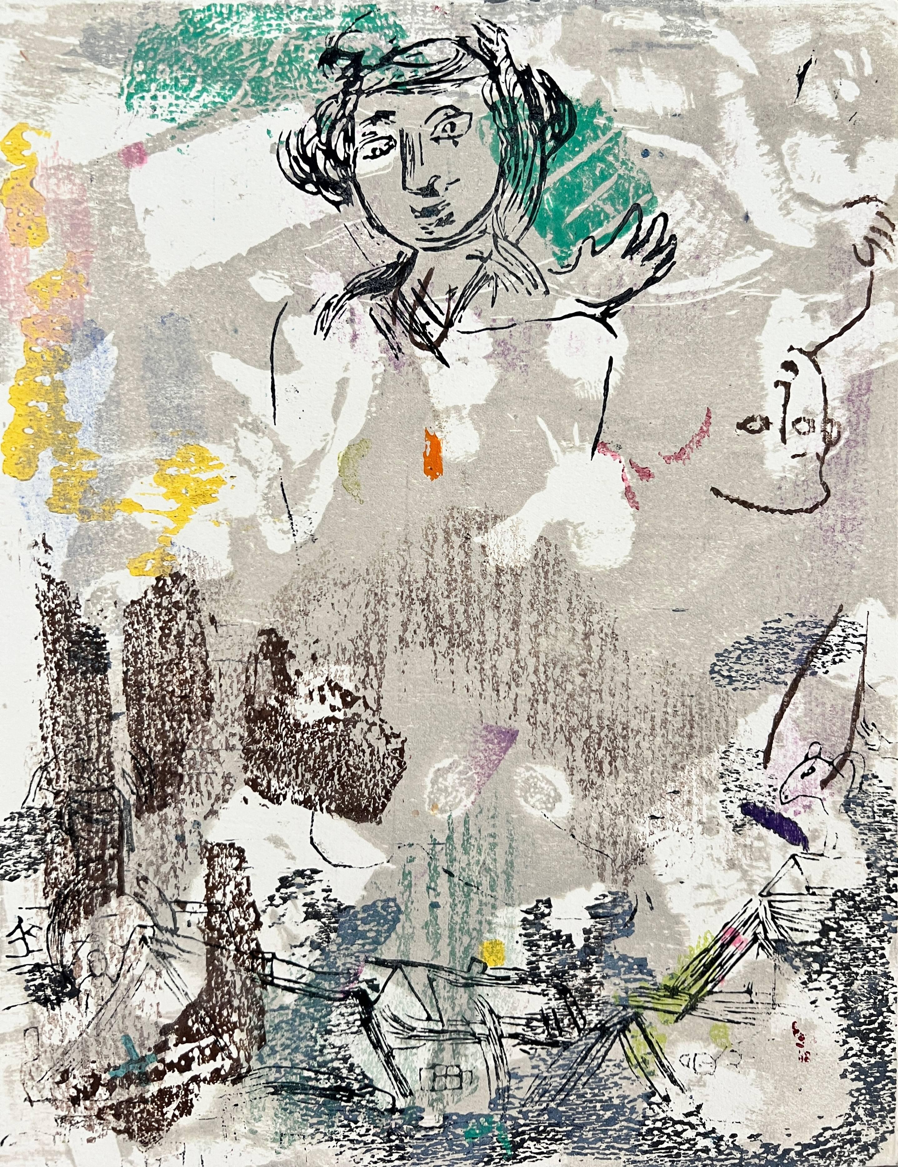 Marc Chagall (1887-1985) - Poèmes, Planche II (trial proof)

Woodcut print from 1968.

Double-sided (front-verso) trial proof - unique work.

Dimensions of sheet: 32.5 x 25 cm

Dimensions in frame: 53.2 x 43.2 cm

Publisher: Cramer Éditeur,