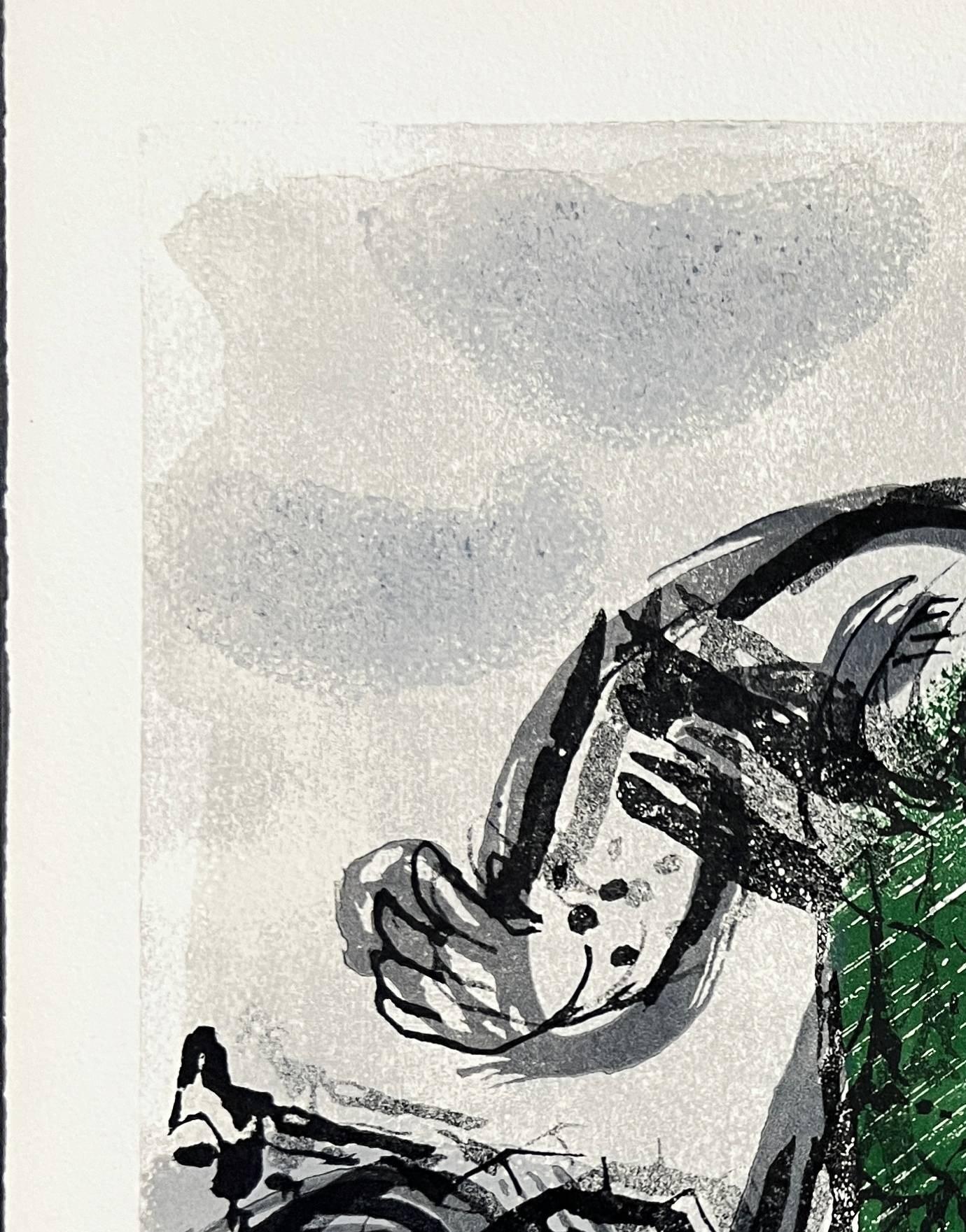 Marc Chagall (1887-1985) - Poèmes, Planche XIII

Woodcut print from 1968.

An unnumbered and unsigned copy from a limited edition of 238.

Dimensions of sheet: 32.5 x 25 cm

Dimensions in frame: 53.2 x 43.2 cm

Publisher: Cramer Éditeur,