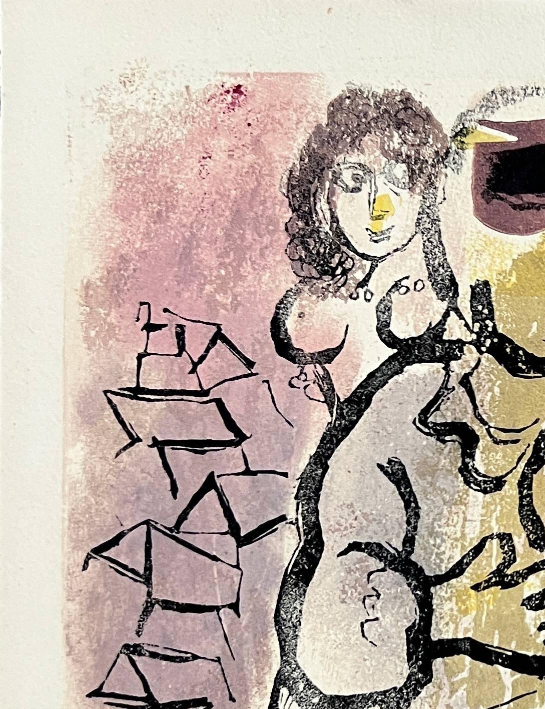 Marc Chagall (1887-1985) - Poèmes, Planche XX

Woodcut print from 1968.

An unnumbered and unsigned copy from a limited edition of 238.

Dimensions of sheet: 32.5 x 25 cm

Dimensions in frame: 53.2 x 43.2 cm

Publisher: Cramer Éditeur,