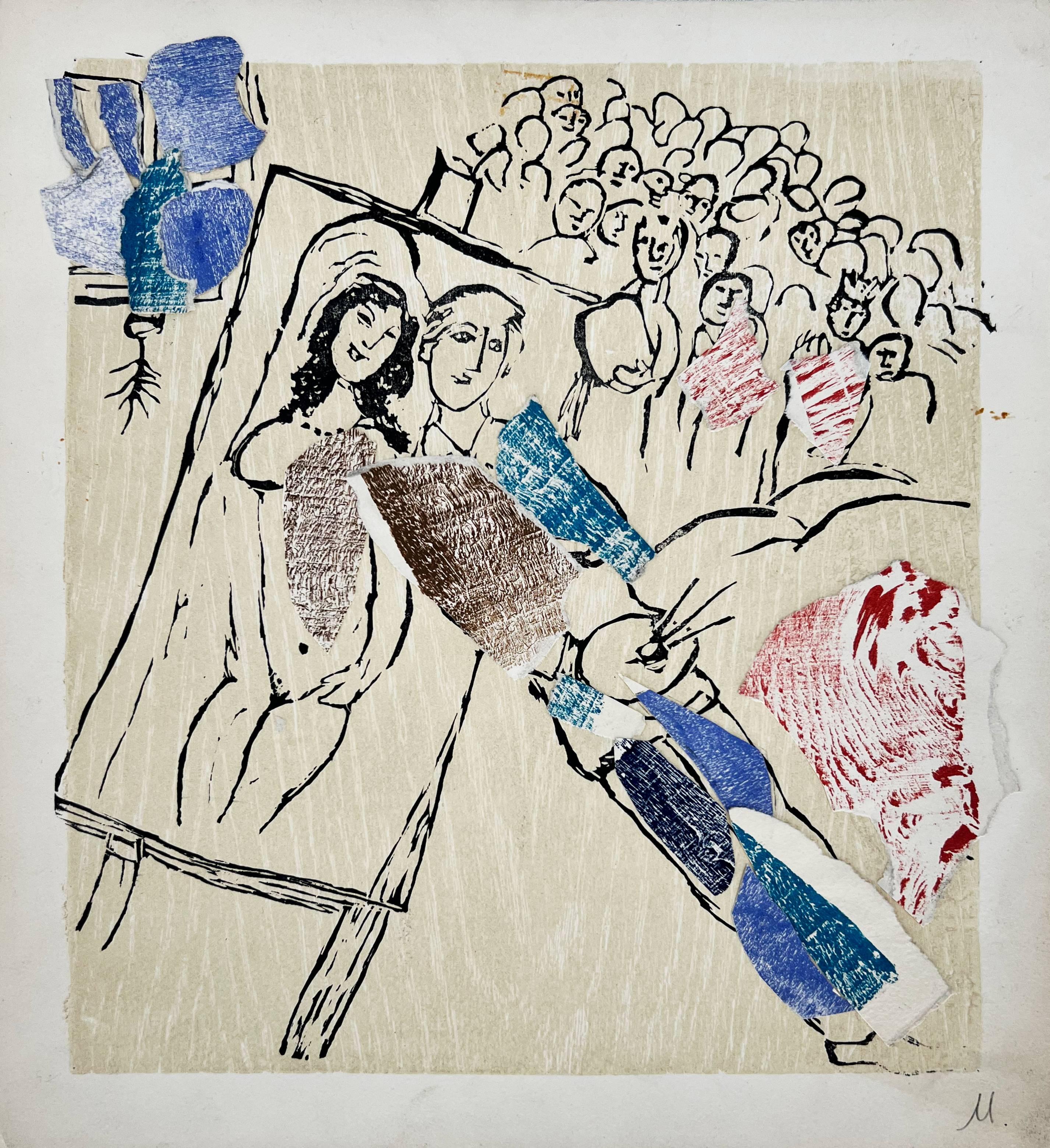 Poèmes, Planche XXI (collage enhanced, working edition) - Surrealist Art by Marc Chagall