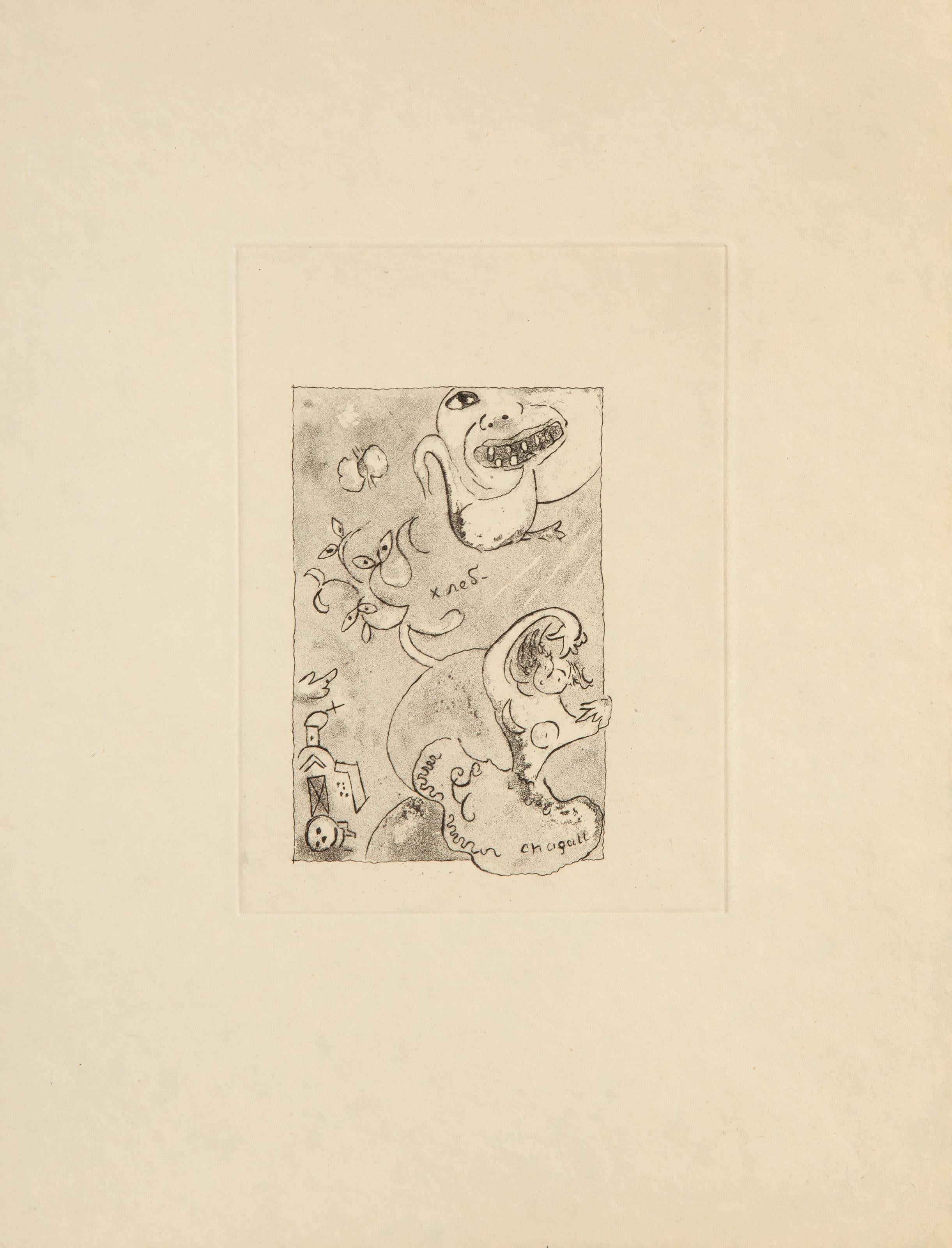 Poesie De Mots Inconnus (Ex-Libris), Etching with Aquatint by Marc Chagall For Sale 3