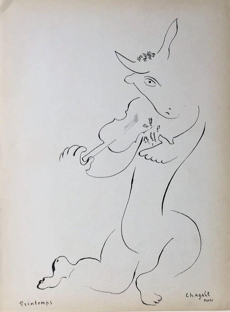Printemps (Spring) - Gray Animal Print by Marc Chagall