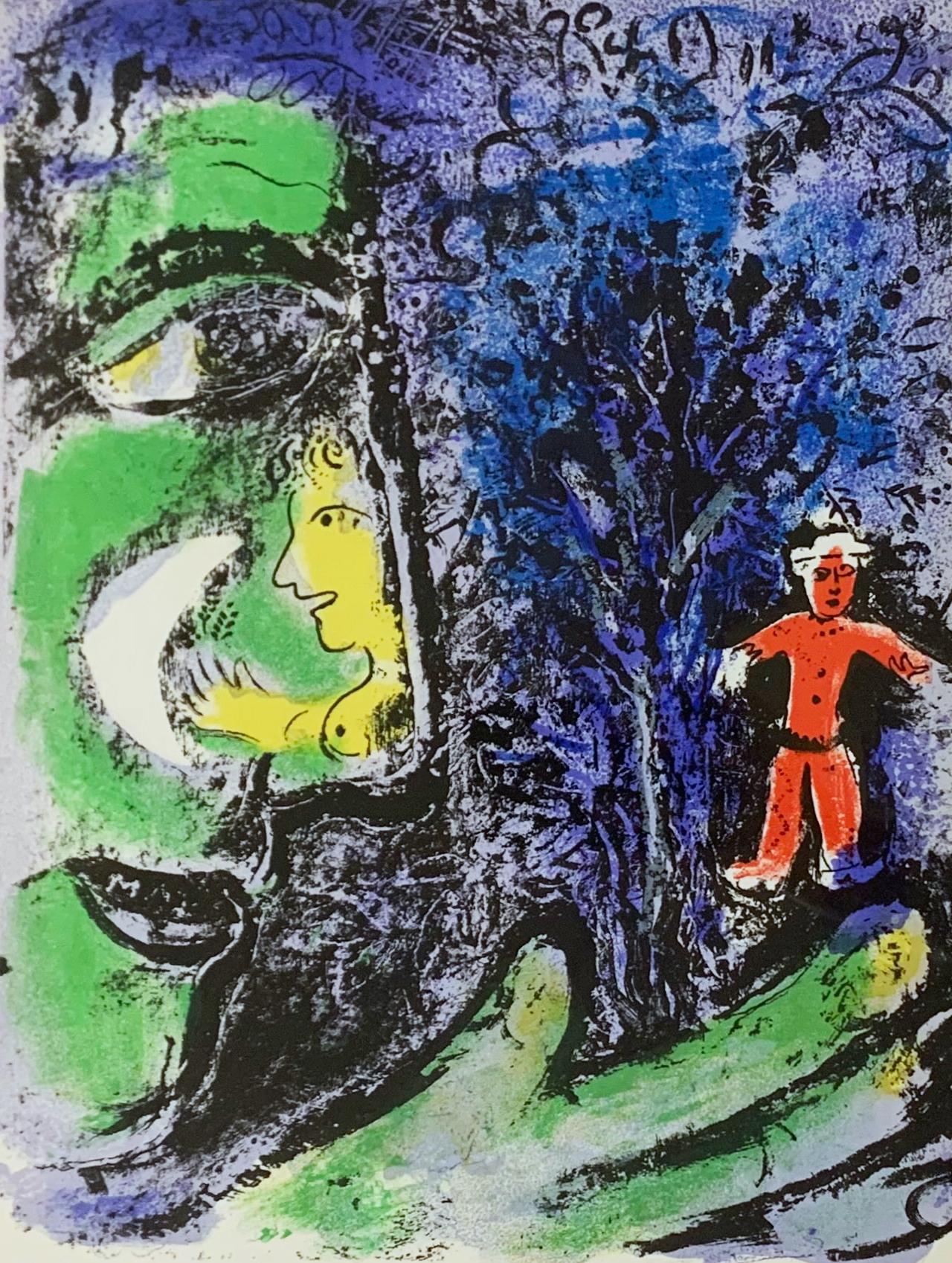 Print Marc Chagall - Profile et enfant rouge, de 1960 Lithographie de Mourlot I