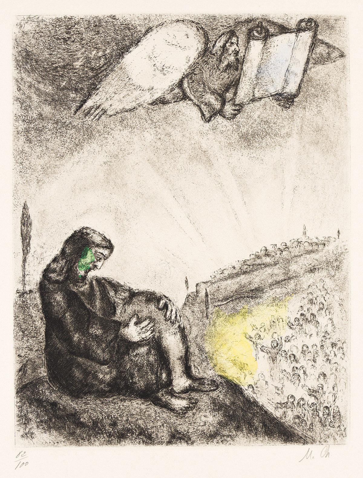 Marc Chagall Figurative Print - Prophétie sur Jérusalem