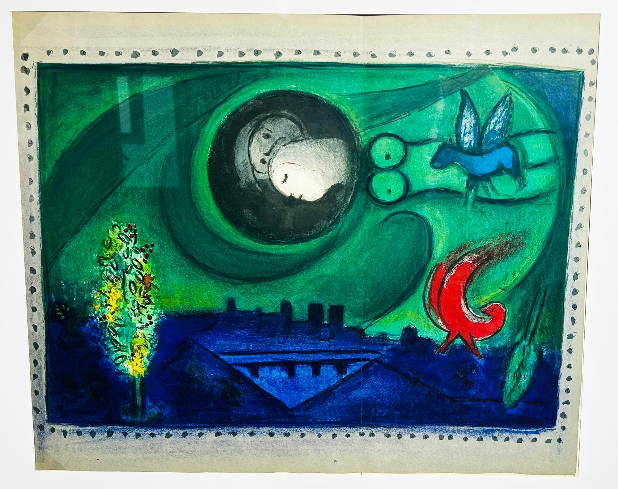 Quai de Bercy. 1954. - Surrealist Print by Marc Chagall