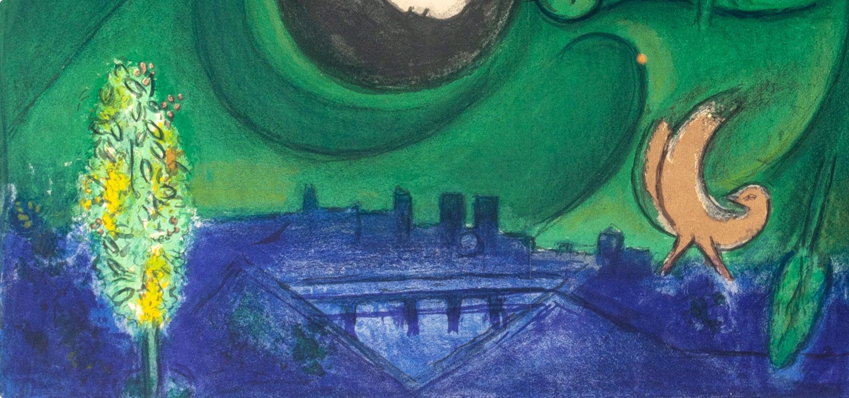 Quai de Bercy (Cramer 24 ; Mourlot 93), Derrière le miroir - Bleu Figurative Print par Marc Chagall