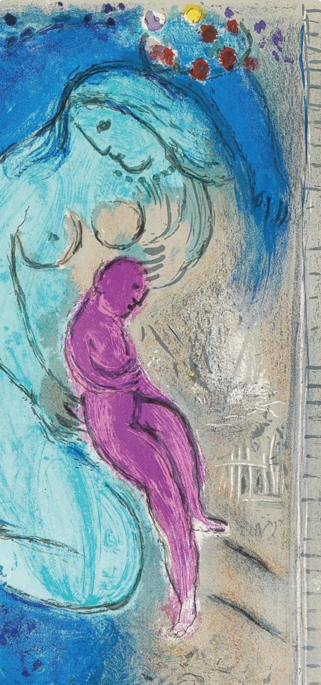 Quai de fleurs (Cramer 24; Mourlot 99), Derrière le miroir - Print di Marc Chagall