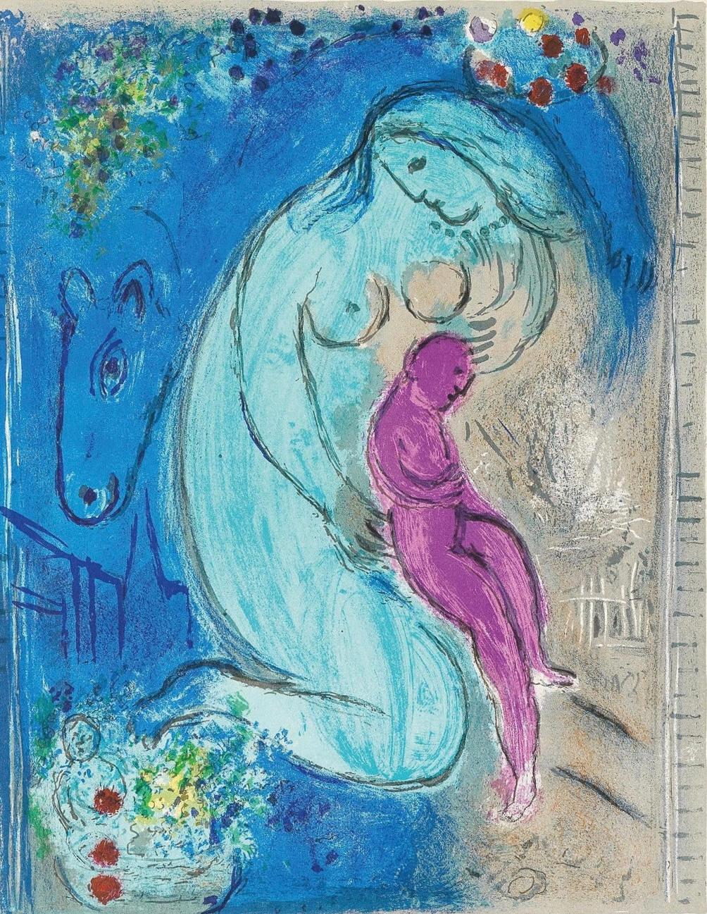 Figurative Print di Marc Chagall - Quai de fleurs (Cramer 24; Mourlot 99), Derrière le miroir