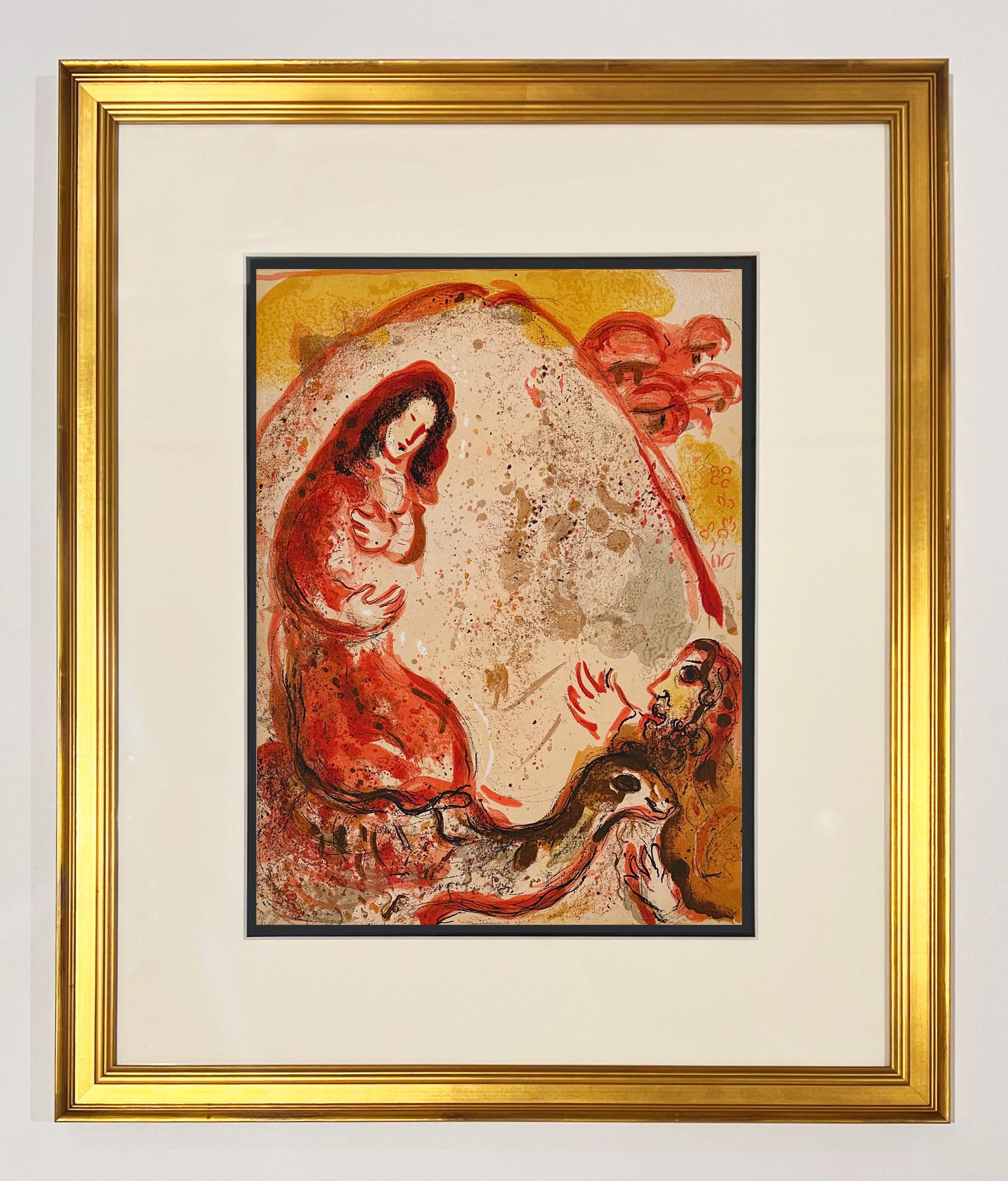 Rachel Hides Her Father's Household Goods, from 1960 Drawings for the Bible - Print by Marc Chagall