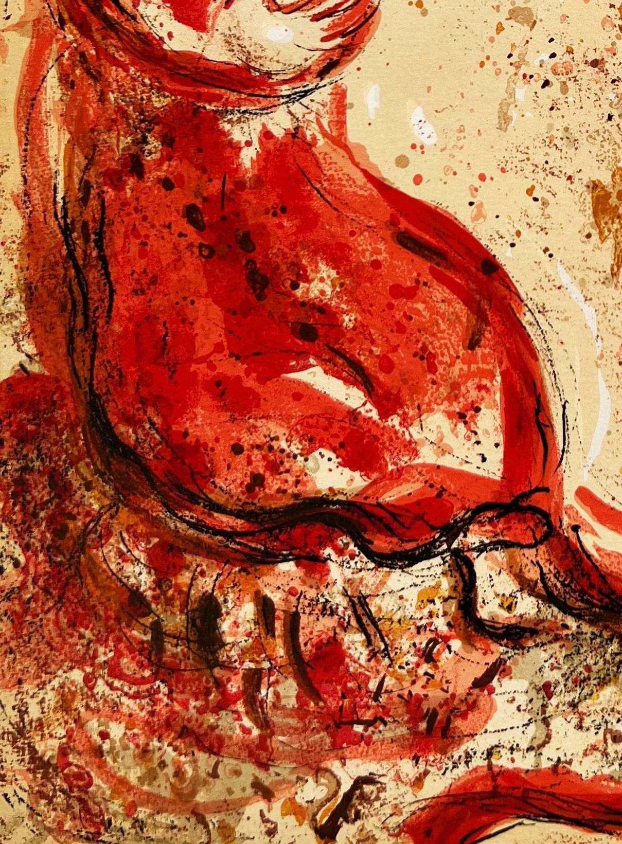Rachel stiehlt die Bildnisse ihres Vaters (Orange), Figurative Print, von Marc Chagall