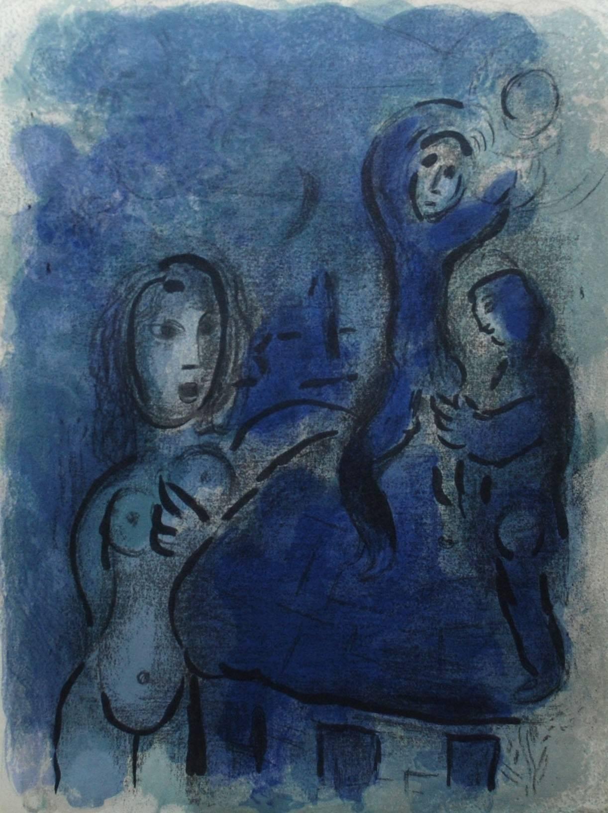 Marc Chagall Nude Print - Rahab and the Spies of Jericho