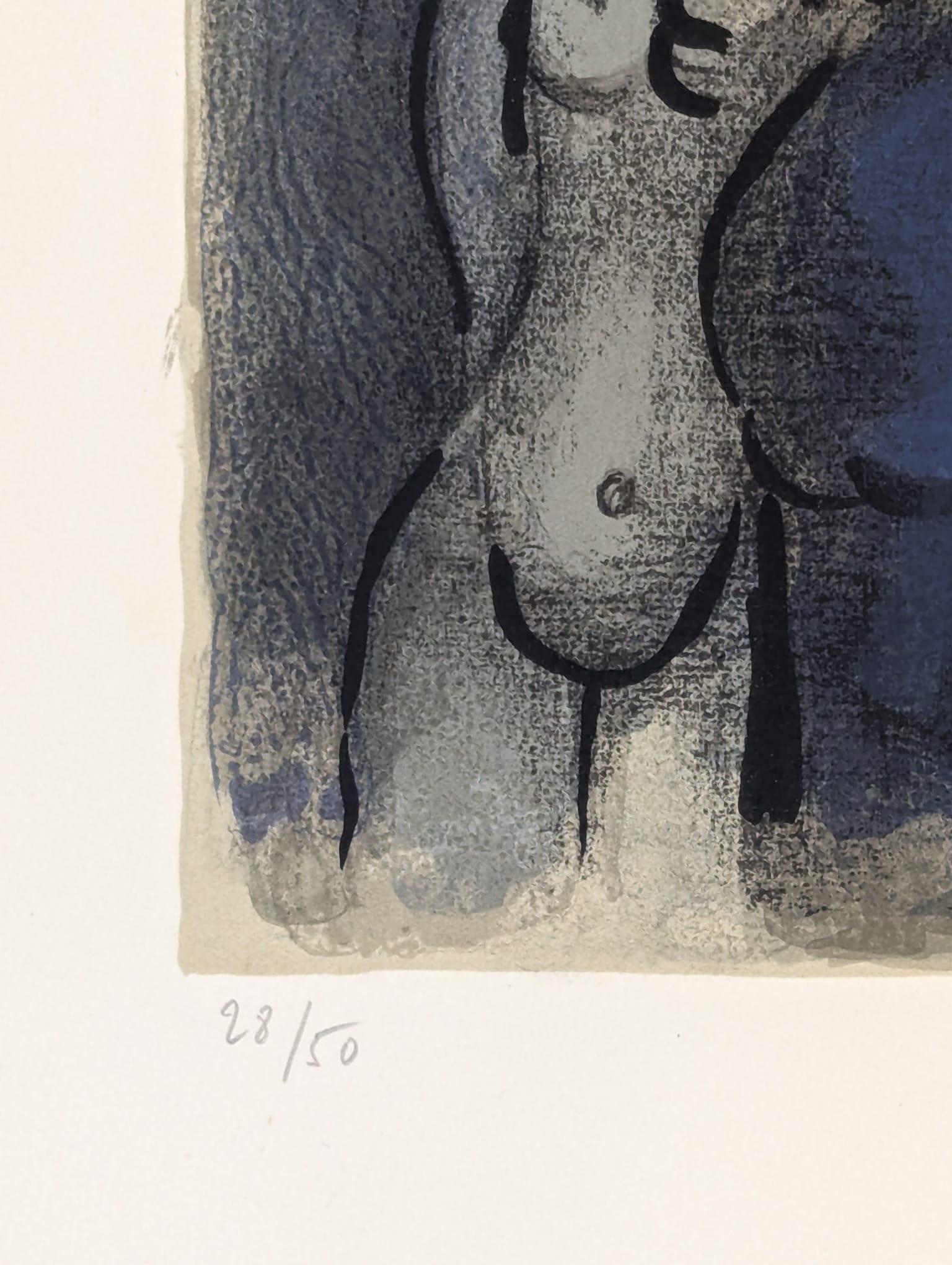 Rahab et les pointes de Jericho - Blanc Abstract Print par Marc Chagall