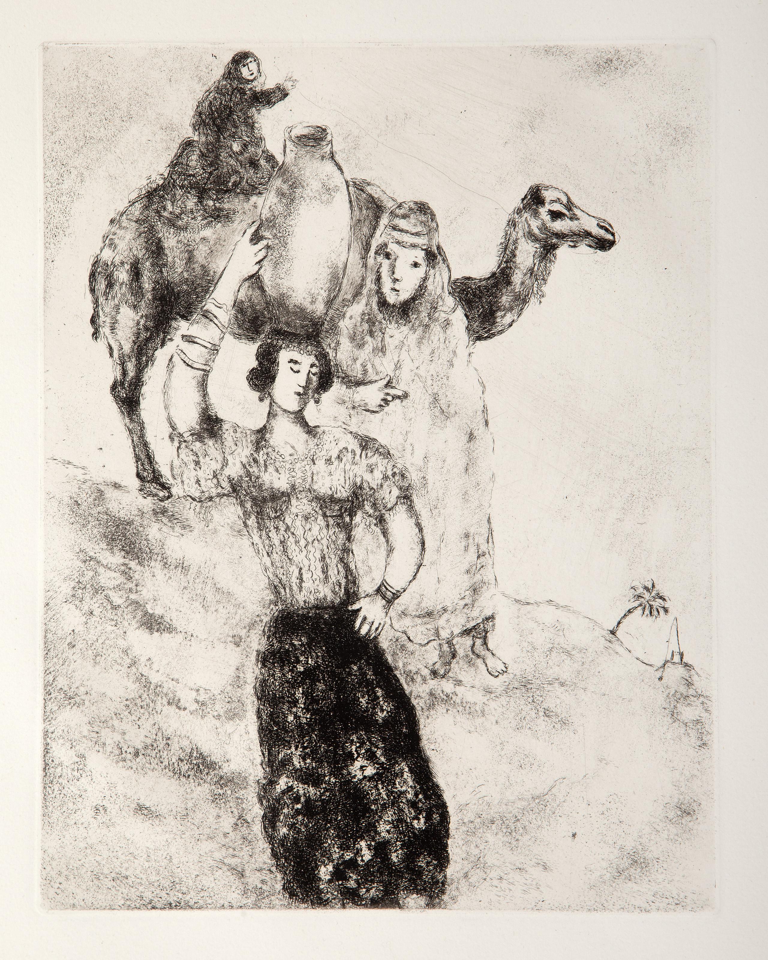 Rebecca al pozzo, acquaforte impressionista di Marc Chagall