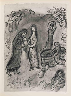 Rebekka schenkt Abrahams Knechten etwas...-Héliogravüre von Marc Chagall-1960