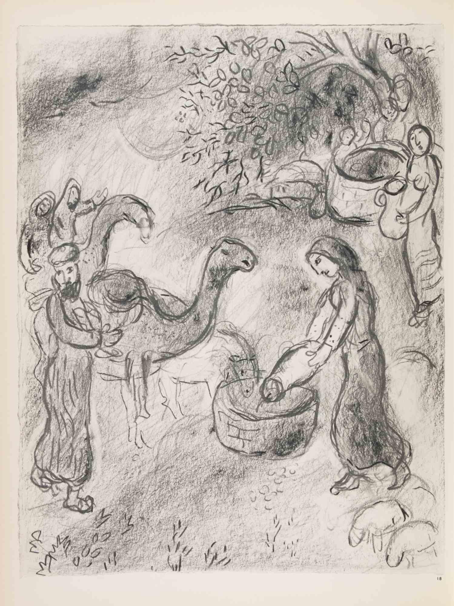 Rebekah Gives Abraham's Servants Something...-Héliogravure by Marc Chagall-1960
