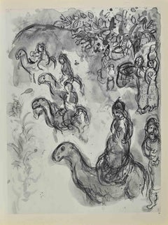 Rebekah lässt ihre Familie - Lithographie von Marc Chagall - 1960