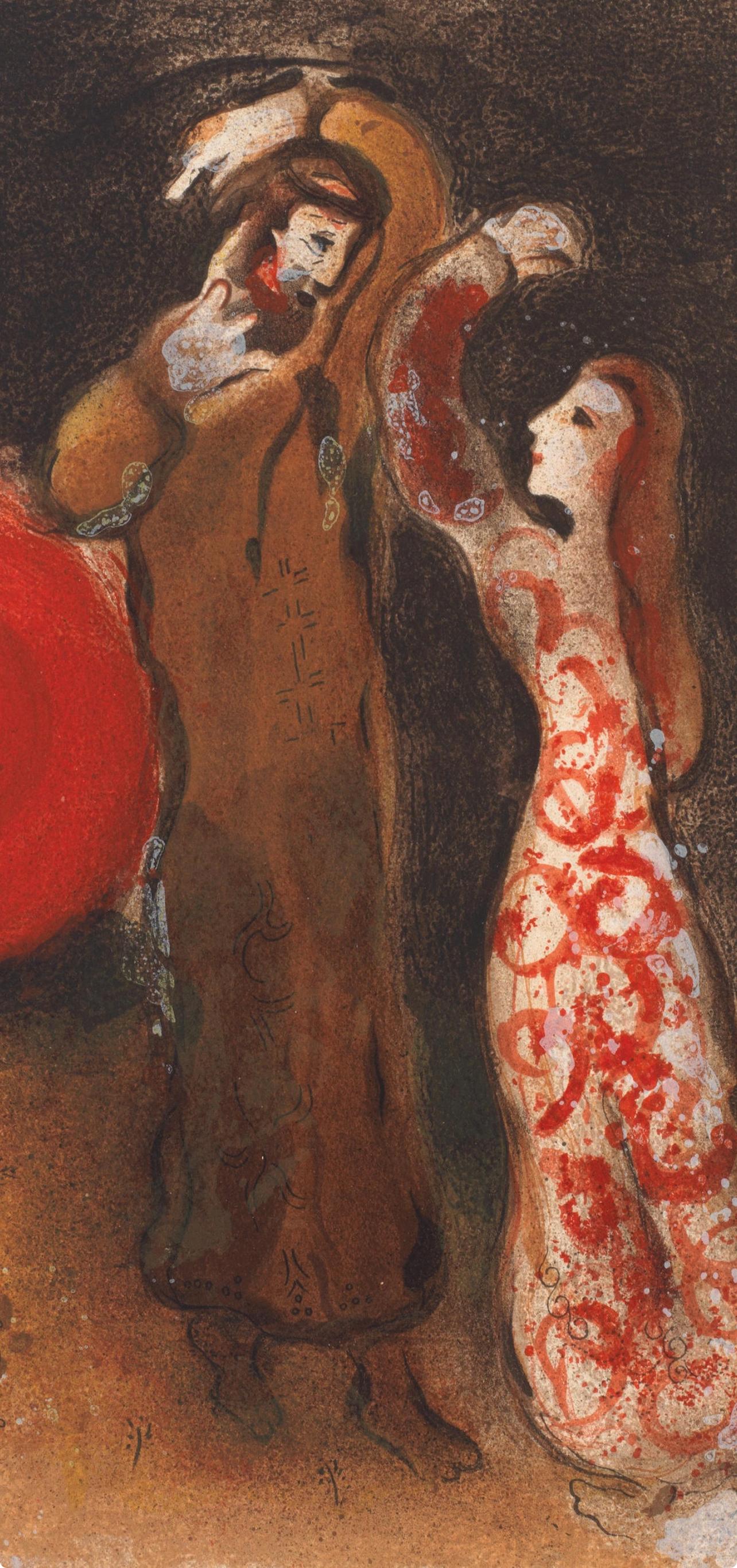 Rencontre de Ruth et de Booz (Mourlot 230-77; Cramer 42) - Print by Marc Chagall