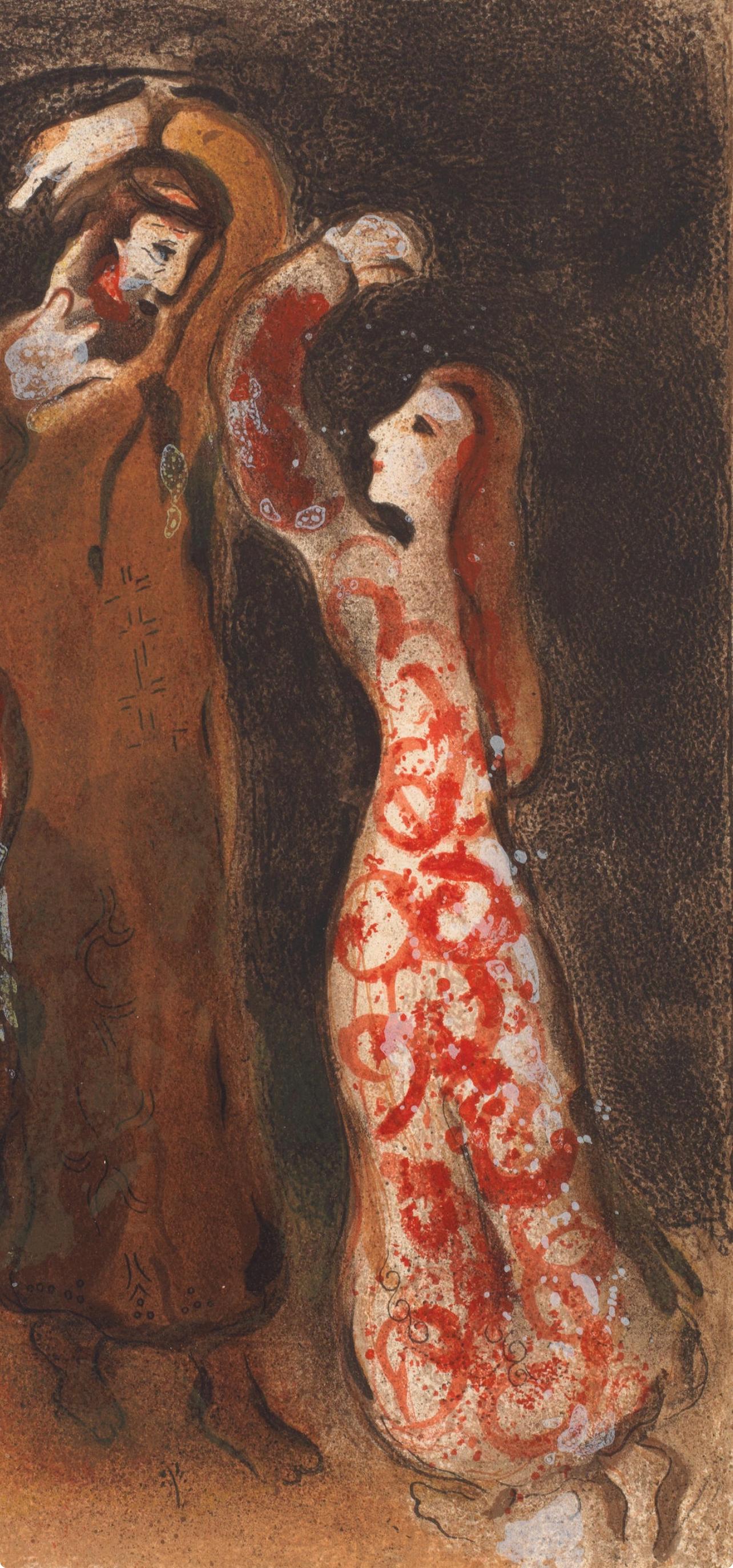 Rencontre de Ruth et de Booz (Mourlot 230-77; Cramer 42) - Expressionist Print by Marc Chagall