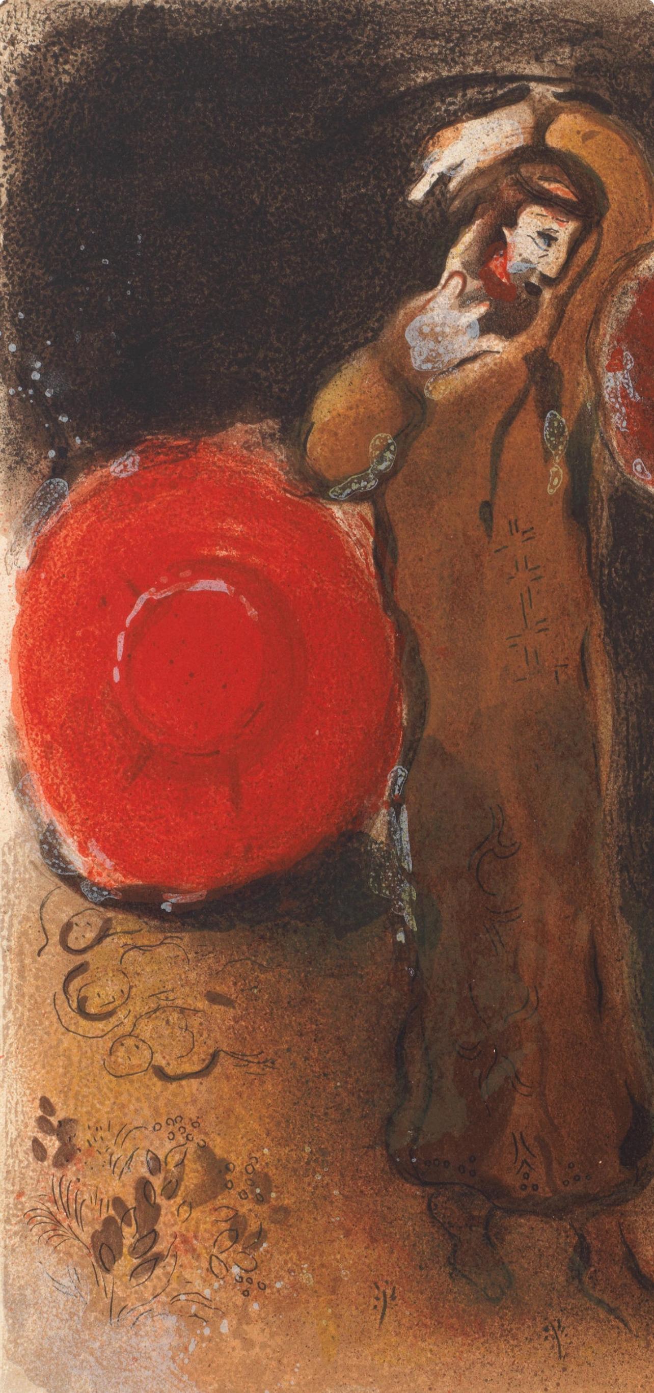 Rencontre de Ruth et de Booz (Mourlot 230-77; Cramer 42) - Brown Figurative Print by Marc Chagall