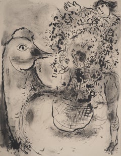 Rooster, Bouquet and Acrobat - Lithographie en pierre (Mourlot #63)