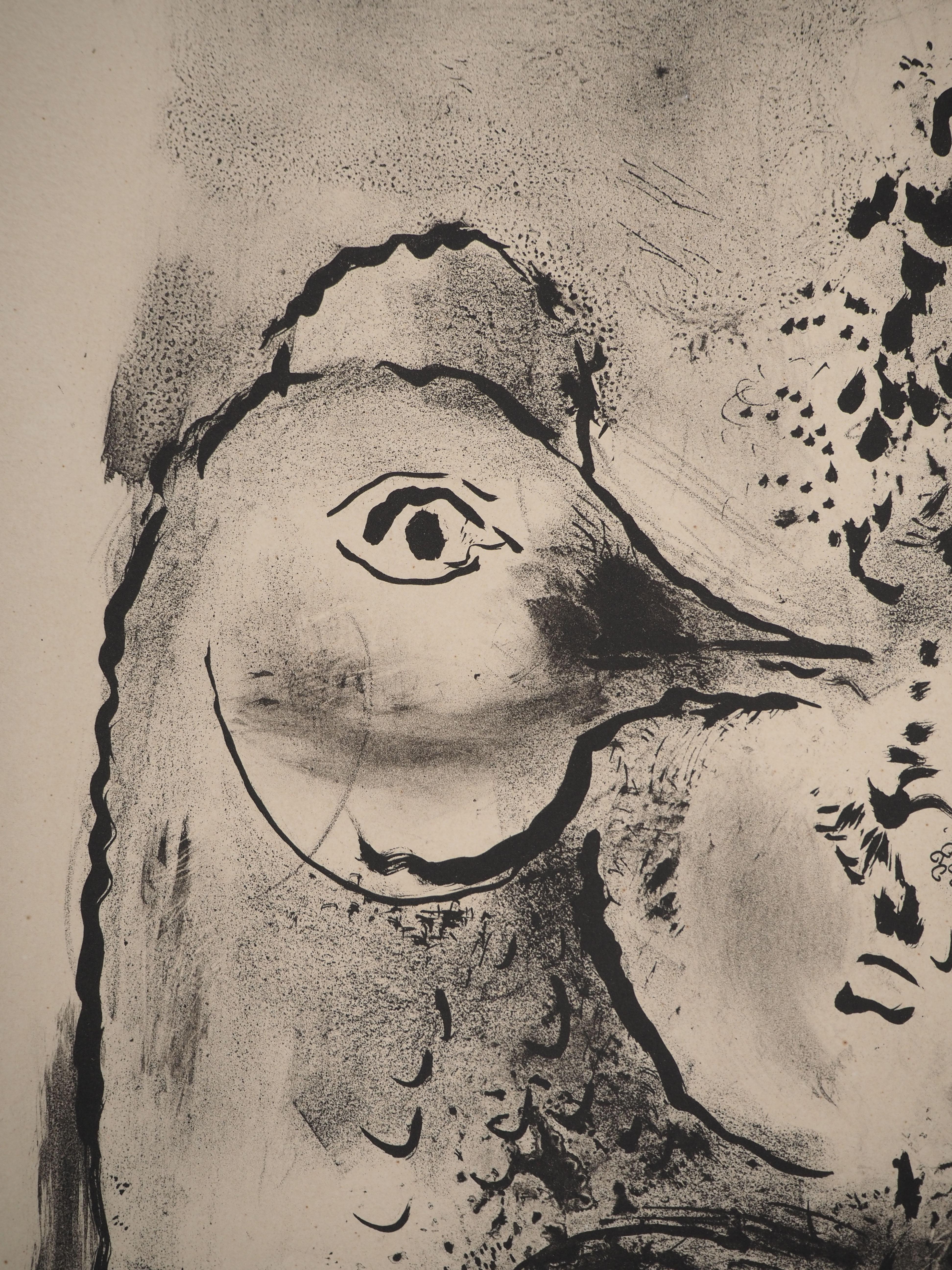 Rooster, Bouquet and Acrobat - Stone lithograph (Mourlot #63) - Modern Print by Marc Chagall