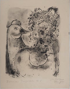 Rooster, Bouquet and Acrobat - Stone lithograph (Mourlot #63)