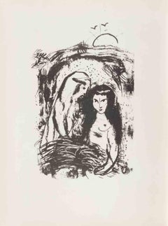 Ruth and Booz Sleeping - Lithograph by Marc Chagall - 1960