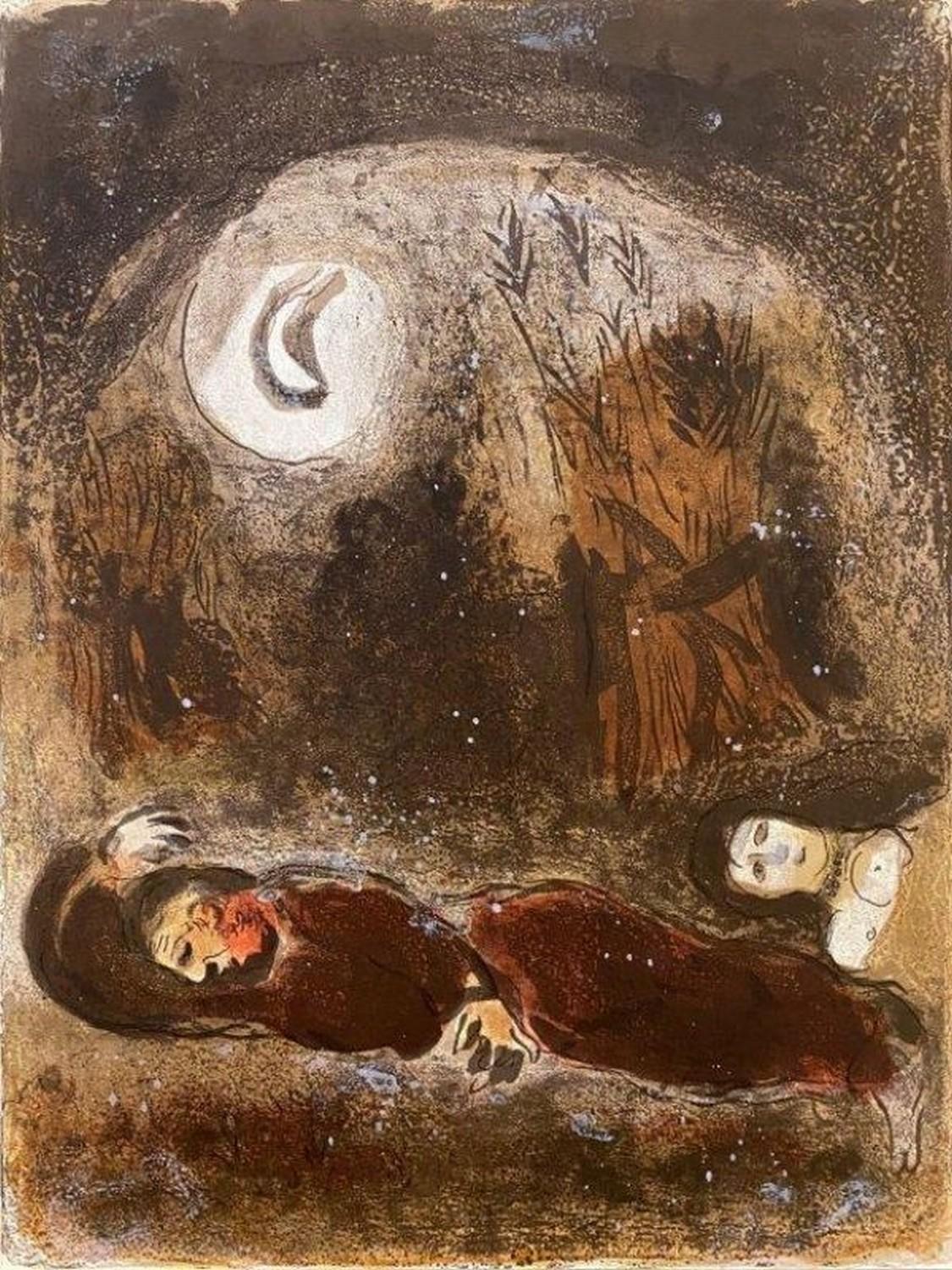 Marc Chagall Abstract Print - Ruth at Booz's feet 