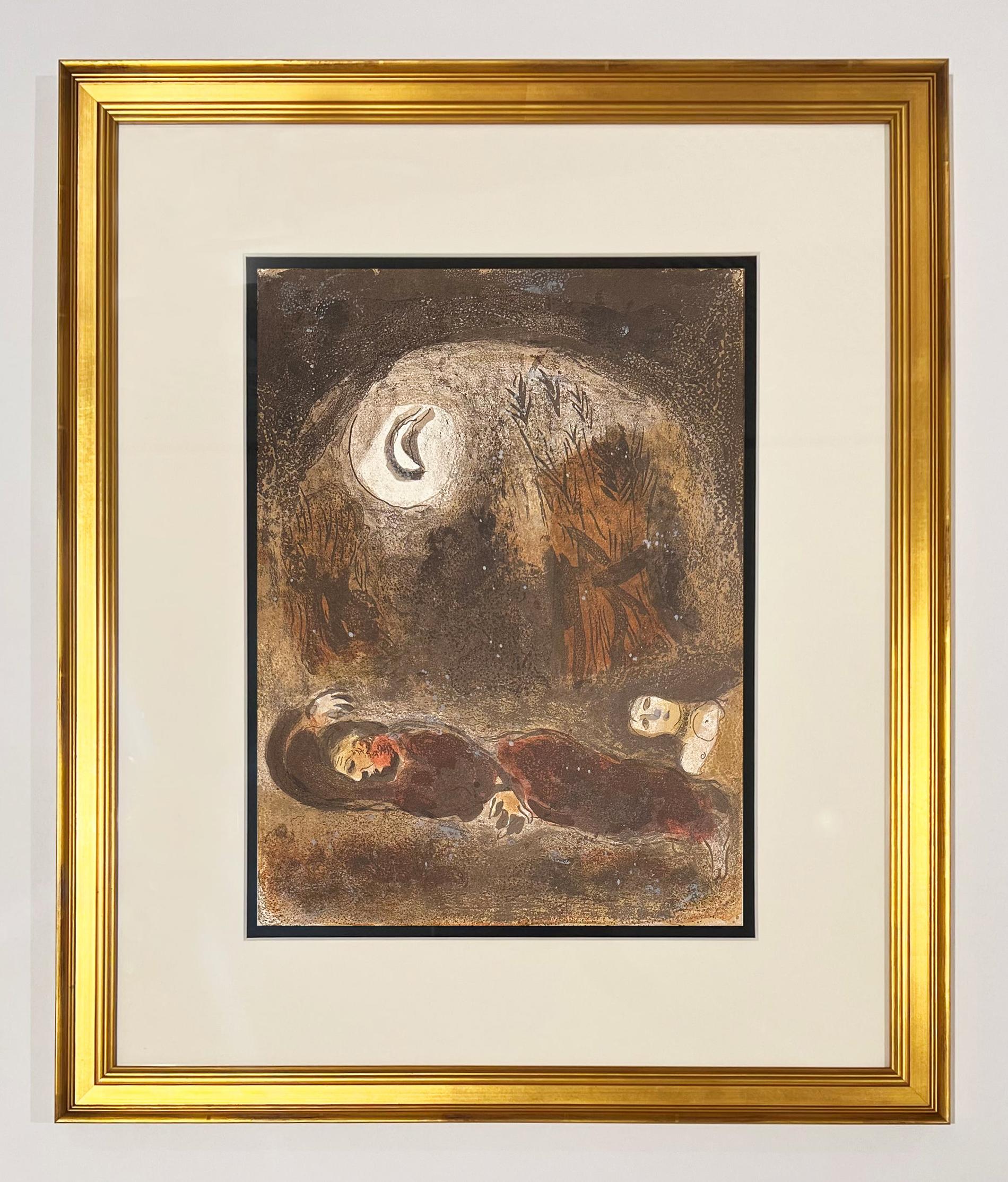 Rut zu den Füßen des Boas – Print von Marc Chagall