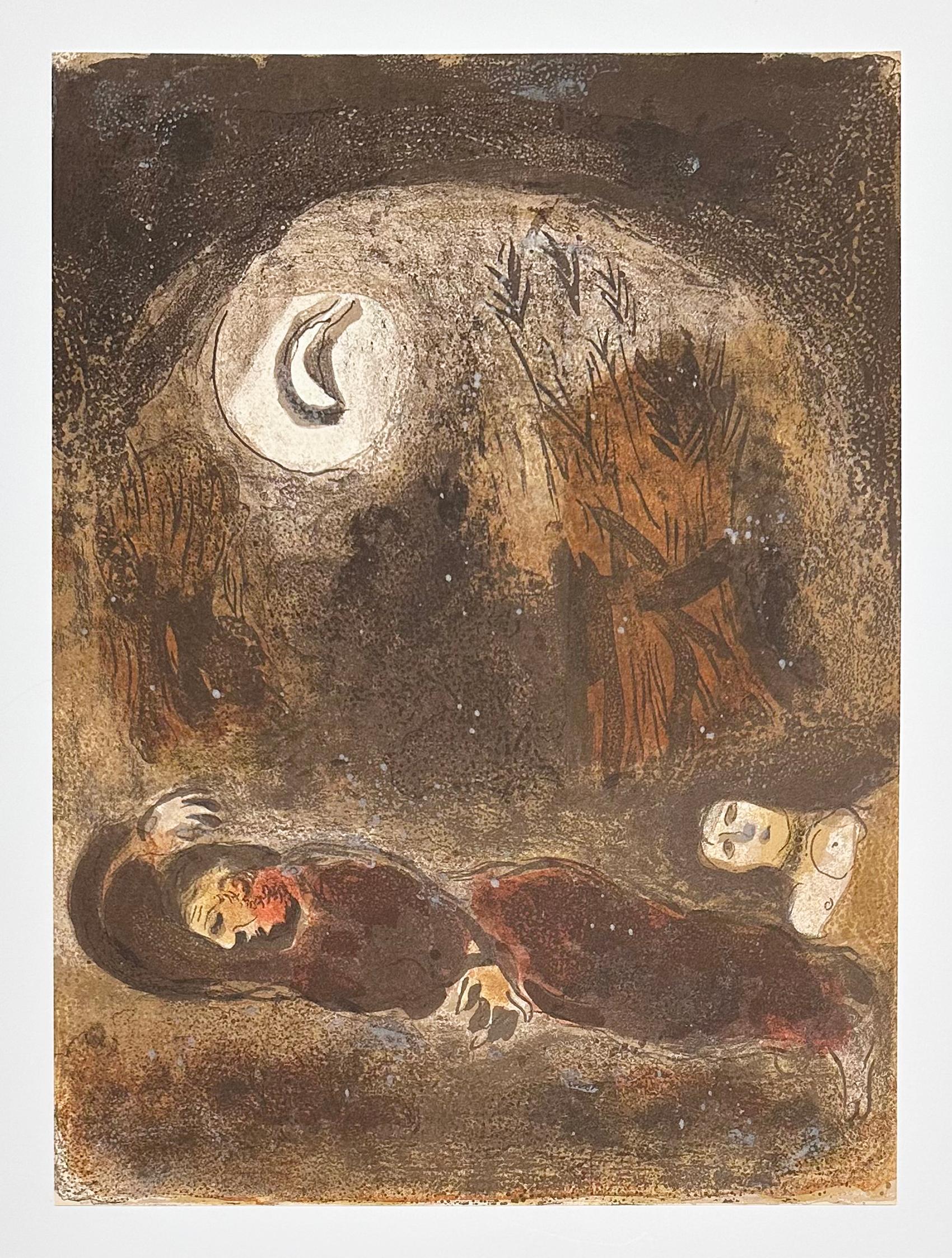 Rut zu den Füßen des Boas (Moderne), Print, von Marc Chagall