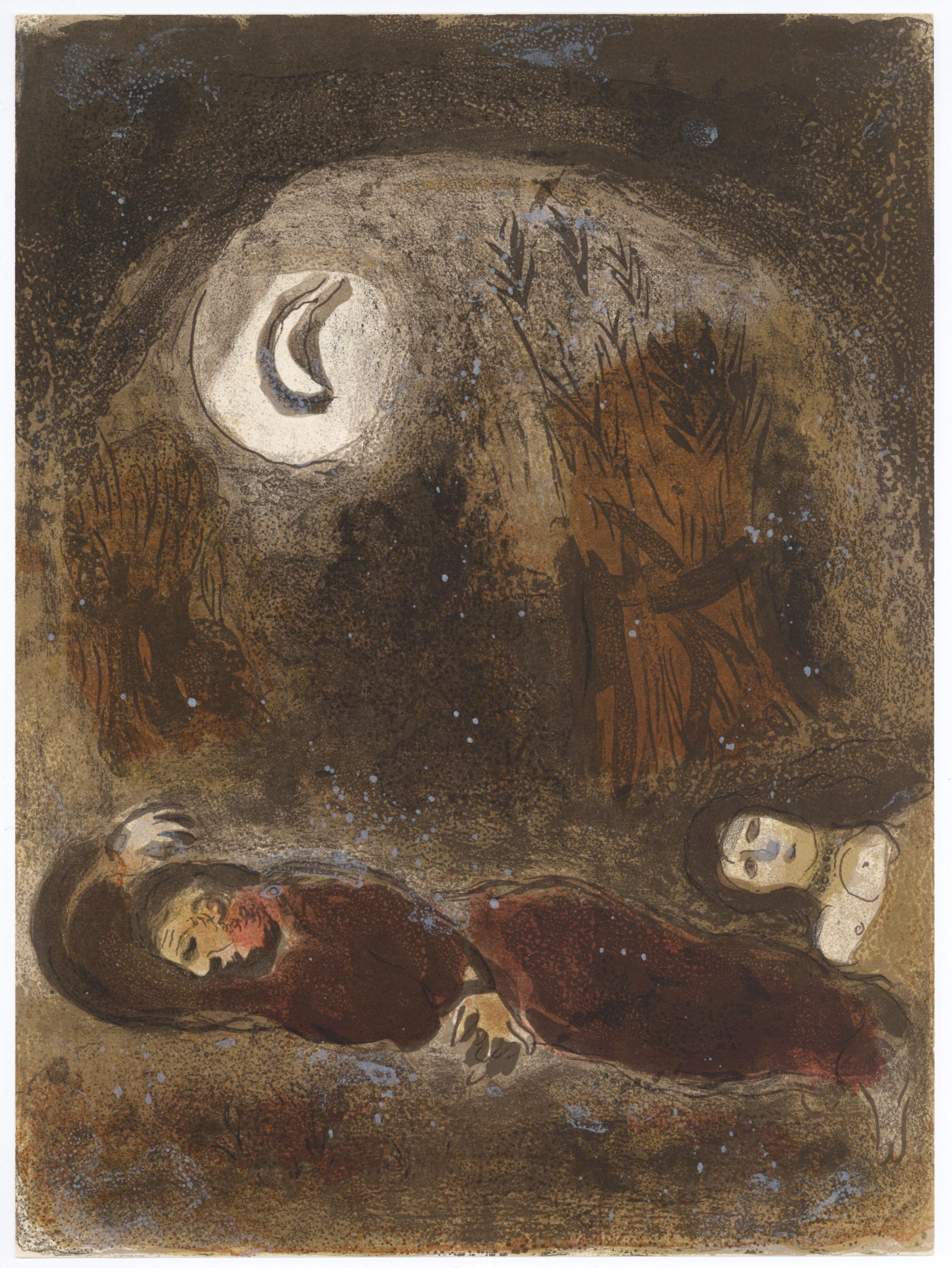 Ruth at the Feet of Boaz - Print by Marc Chagall