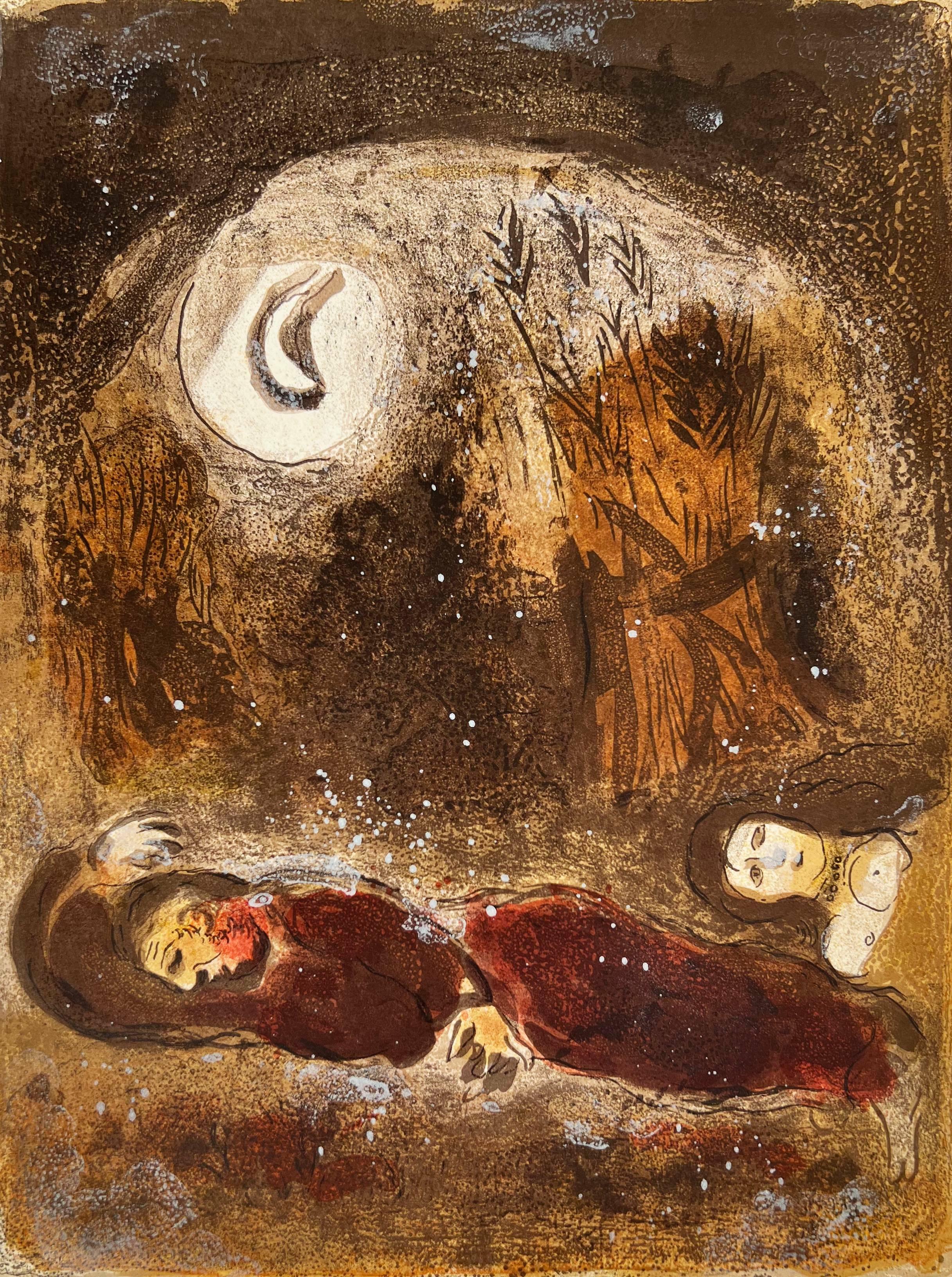 Marc Chagall Figurative Print - Ruth at the feet of Boaz