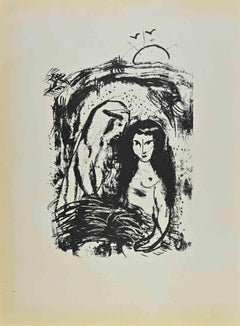 Ruth at the feet of Boaz - Lithograph by Marc Chagall - 1960