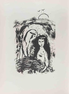 Ruth at the Feet of Boaz - Lithograph by Marc Chagall - 1960