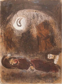 Ruth at the Feet of Boaz – Lithographie von Marc Chagall, Ruth at the Feet of Boaz, 1960