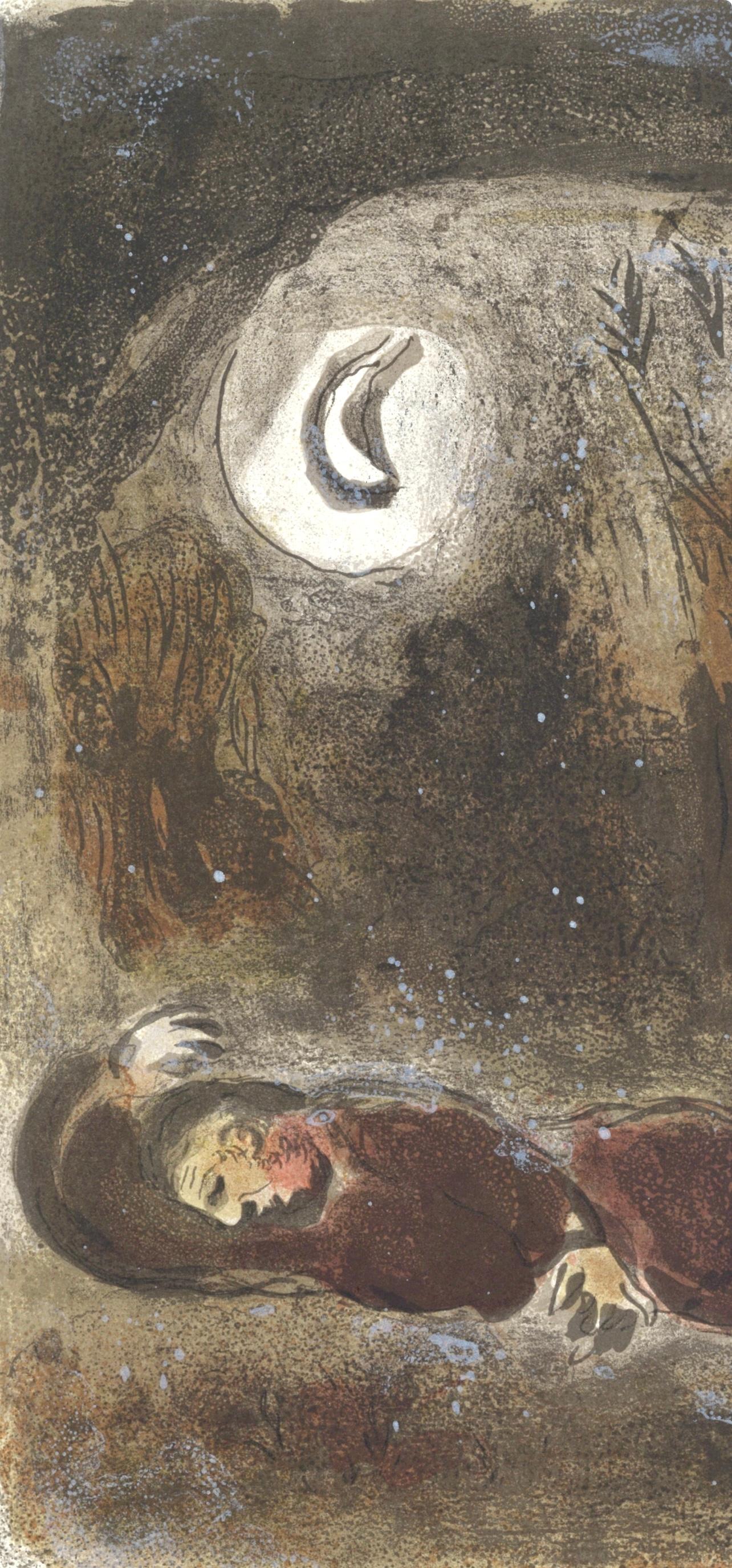 Ruth aux pieds de Booz (Mourlot 230-77; Cramer 42), Dessins Pour La Bible - Print by Marc Chagall