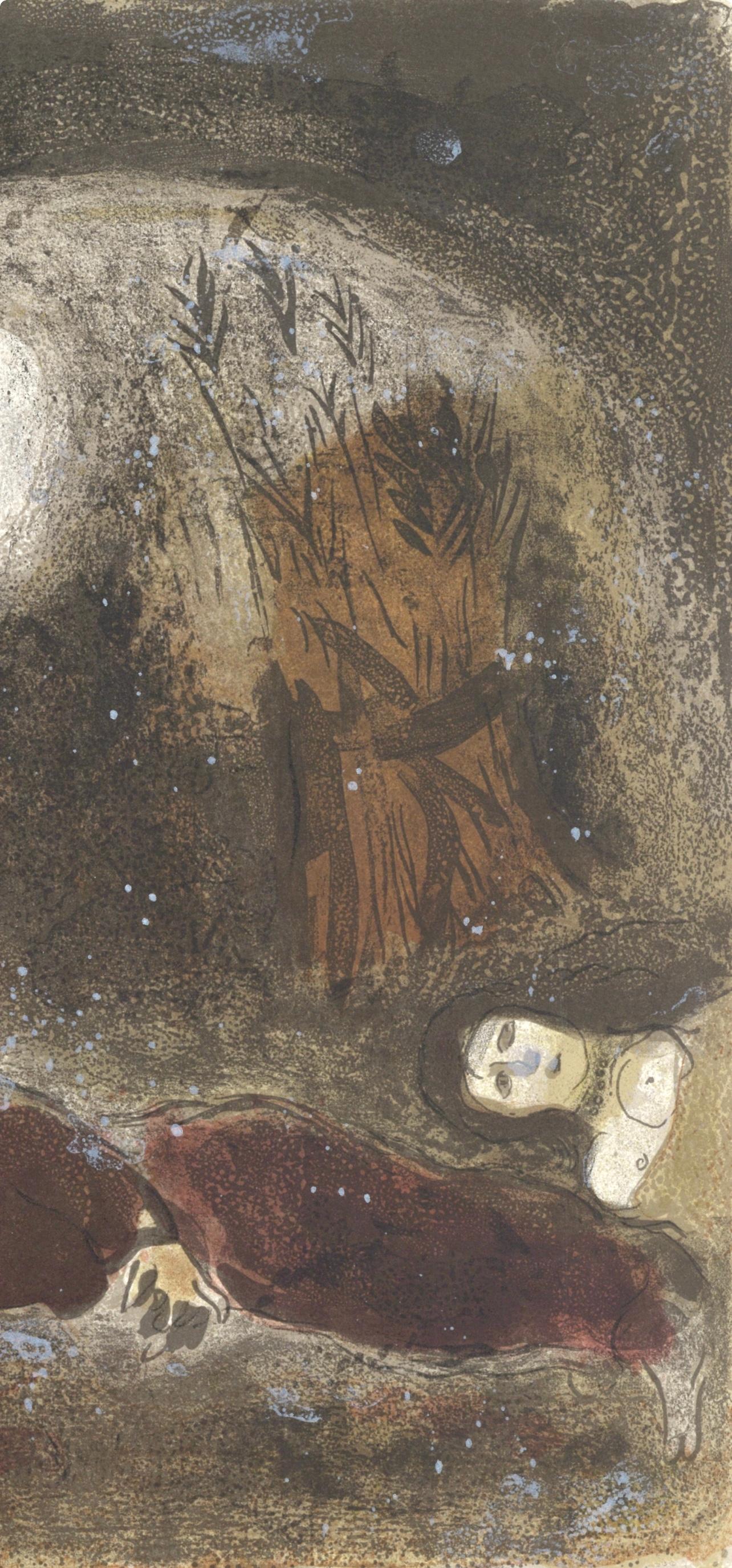 Ruth aux pieds de Booz (Mourlot 230-77; Cramer 42), Dessins Pour La Bible - Expressionist Print by Marc Chagall