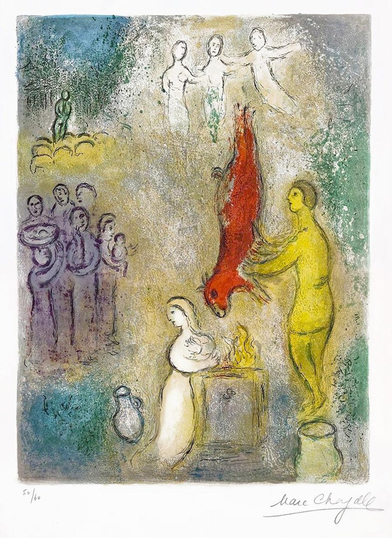 Marc Chagall Figurative Print - Sacrifice aux Nymphes (Sacrifices Made to the Nymphs), 1961
