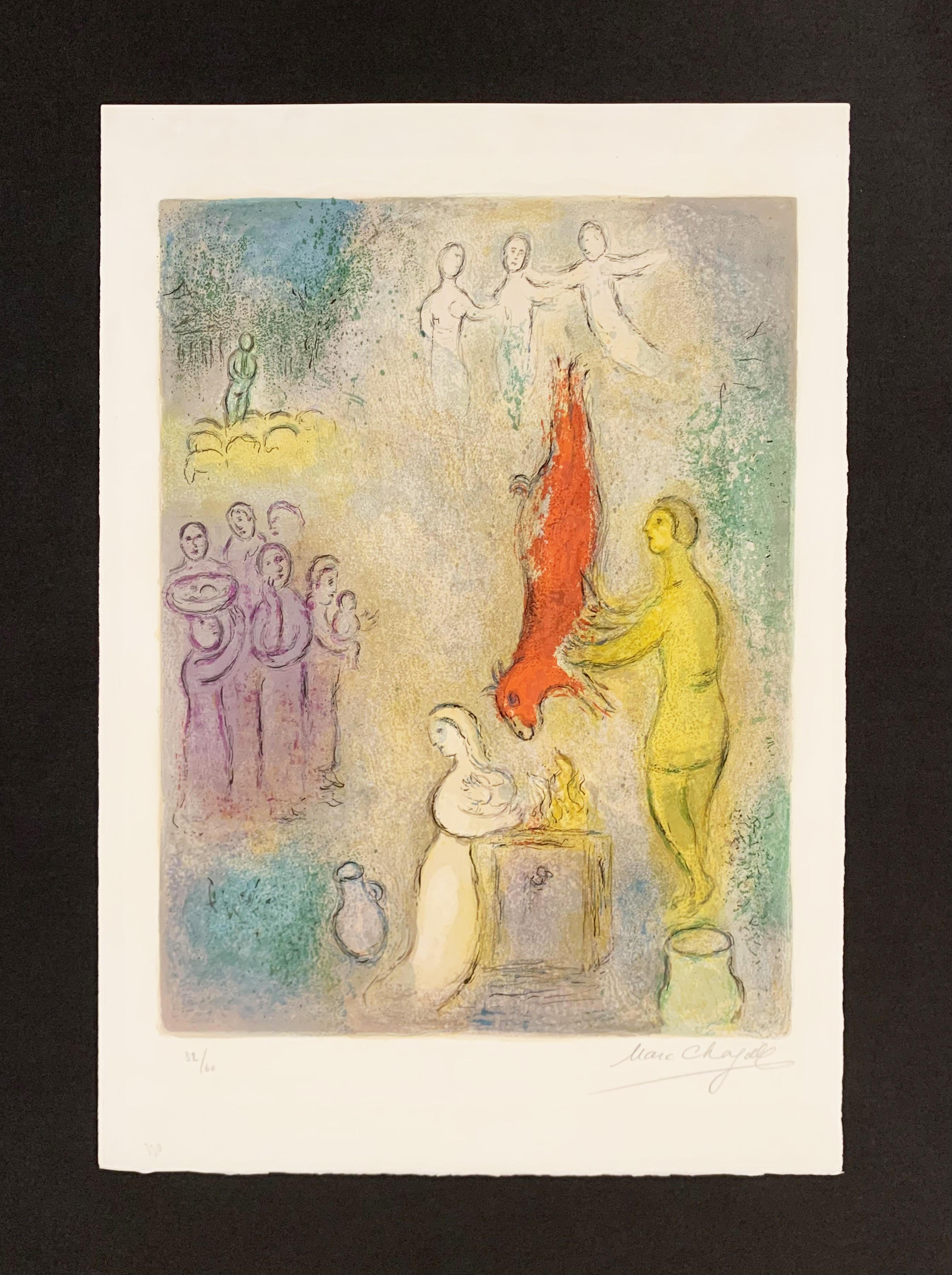 Sacrifices Made to the Nymphs, from Daphnis and Chloe - Print by Marc Chagall