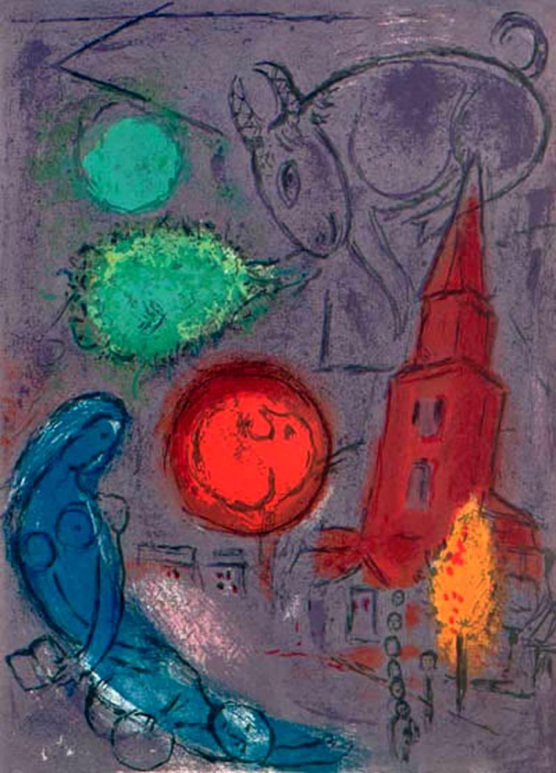 Saint-Germain des Pres - Print by Marc Chagall