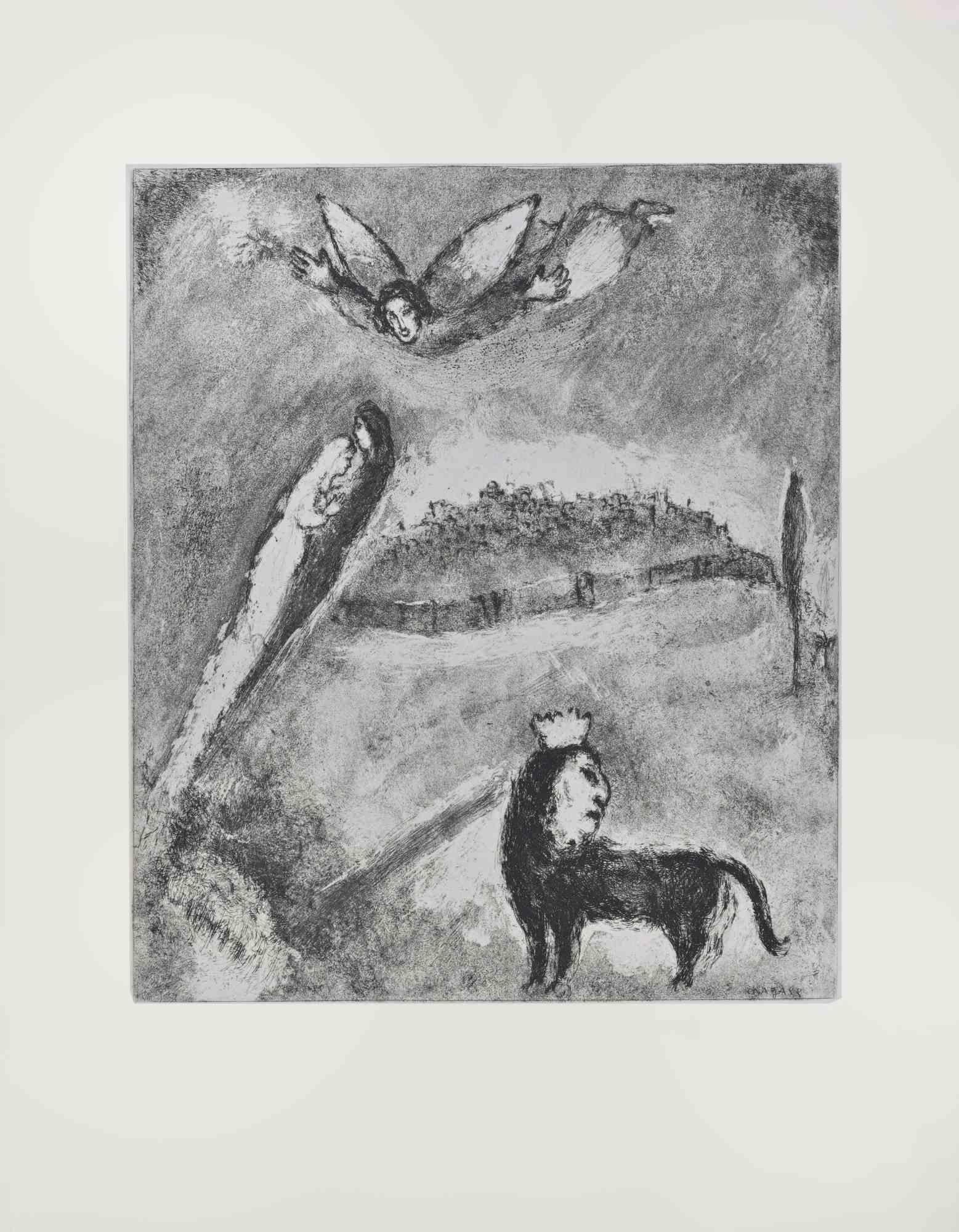 Etching on Montval wove paper, realized by Marc Chagall in 1931-39 and published by Tériade in 1956.

Edition of 275+30 out of commerce copies.

Not signed nor numbered, as issued.

Excellent impression with full margins a a bright and fresh