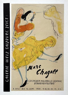 Salzburg Art Exhibition Poster by Marc Chagall, Modernist Lithograph, 1959 