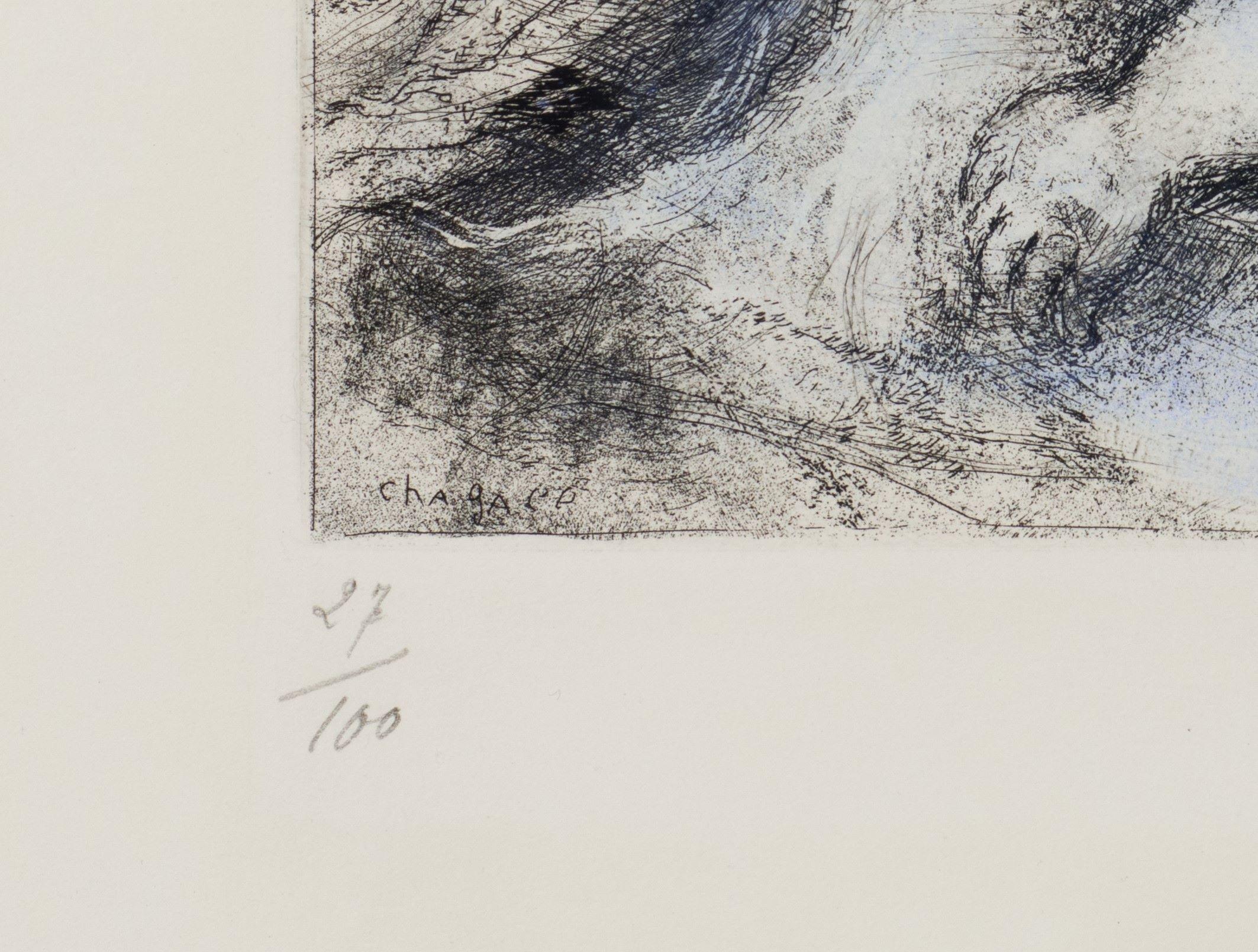 Sansón y Dalila es un aguafuerte coloreado a mano de Marc Chagall, que se incluyó en su carpeta de 105 imágenes 