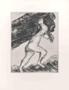 Samson Carrying the Gates of Gaza - Etching by Marc Chagall - 1956