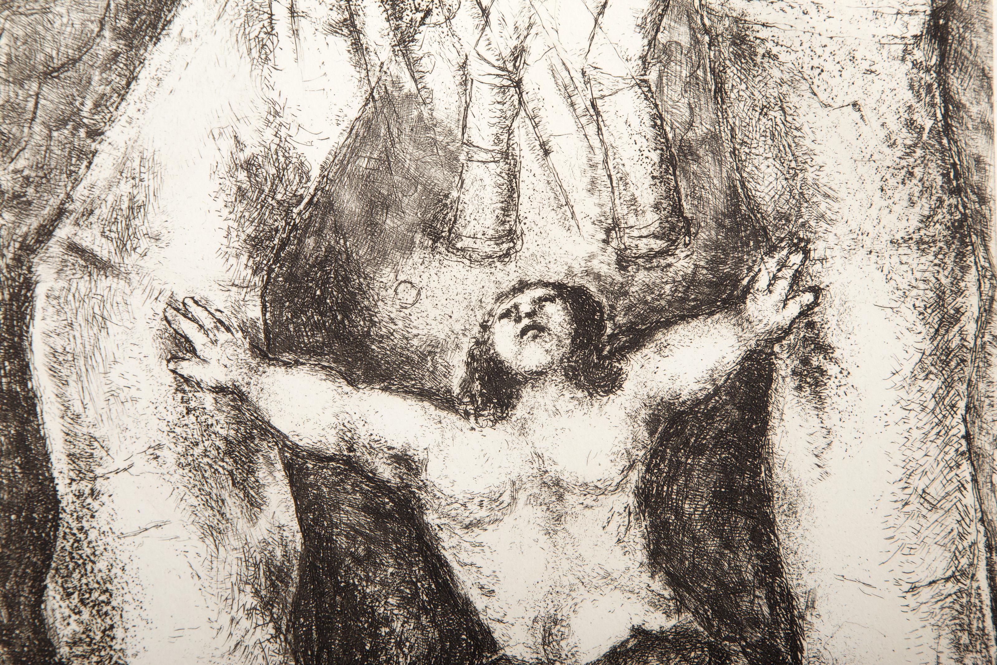 Samson Overturns the Columns, Impressionist Etching by Marc Chagall 1