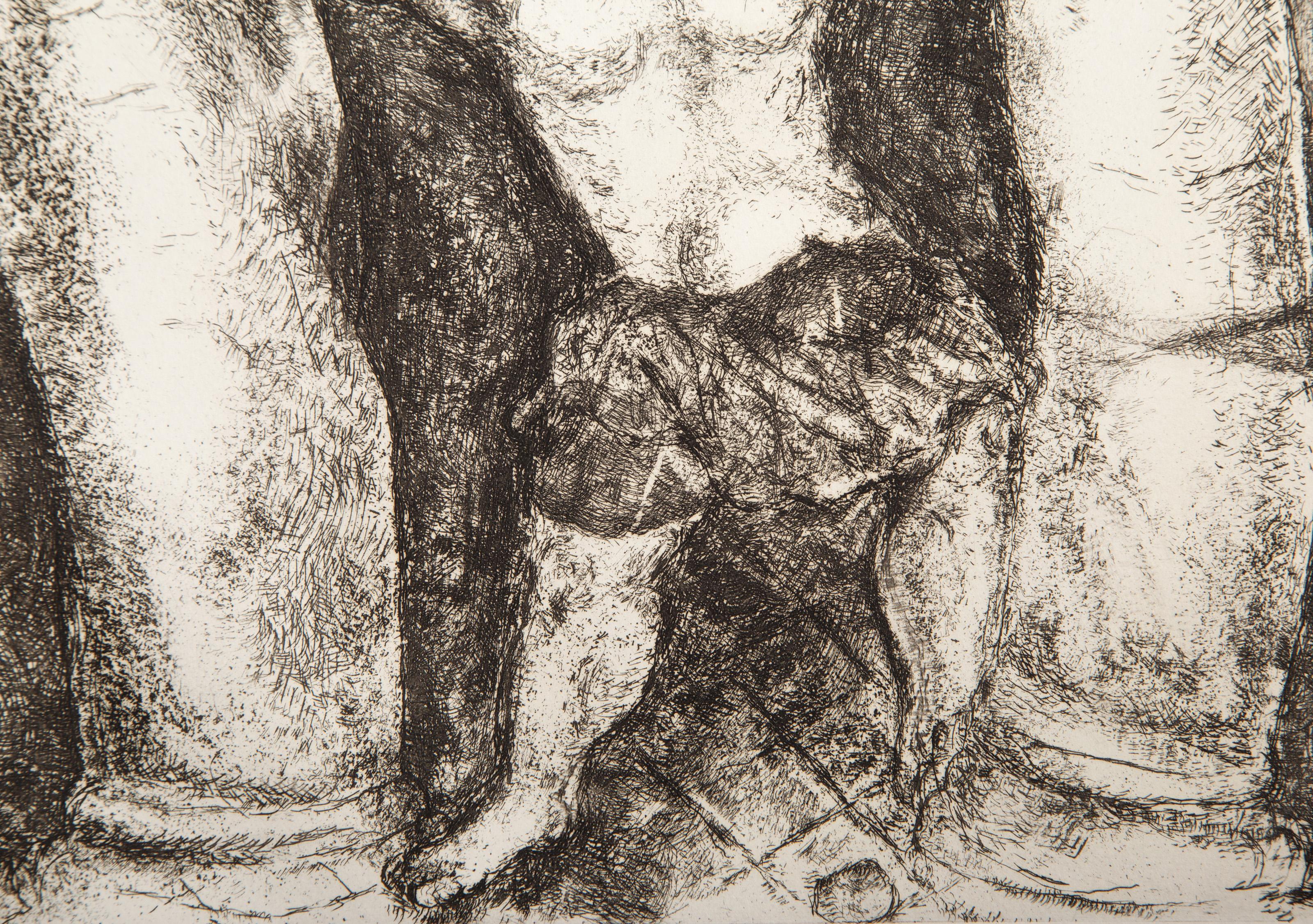Samson Overturns the Columns, Impressionist Etching by Marc Chagall 2