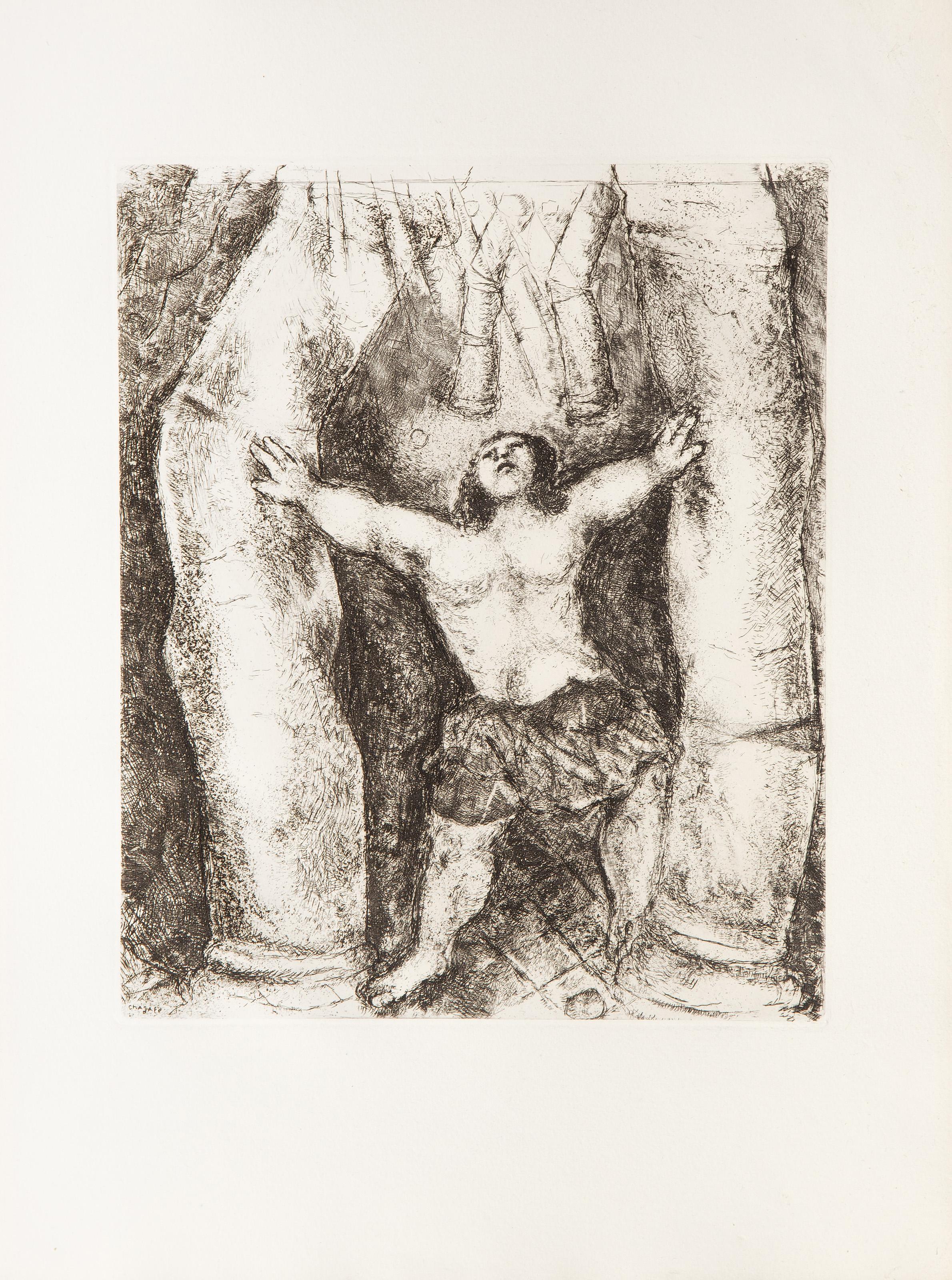 Samson Overturns the Columns, Impressionist Etching by Marc Chagall 3